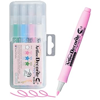 Amazon | シャチハタ アートライン ペン デコライト 4色セット 1