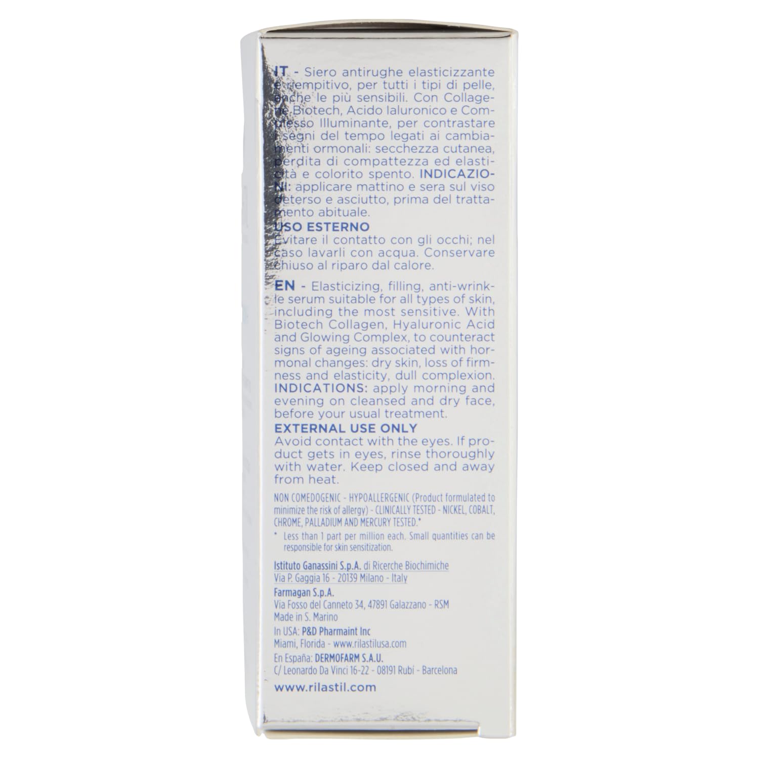 Rilastil Progression(+) Siero Antirughe Elasticizzante e Riempitivo, Trattamento Rughe Marcate, Antiaging, Rimpolpante per Pelli Mature con Collagen, Acido Ialuronico, Confezione da 30 ml