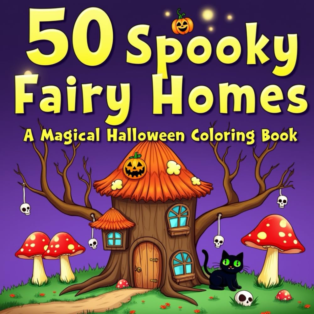 50 Spooky Fairy Homes, A Magical Halloween Coloring Book: Quaint, Creepy, and Magical Fairy Houses with Spooky Touches, Fantasy Flora, and Odd Little Monsters
