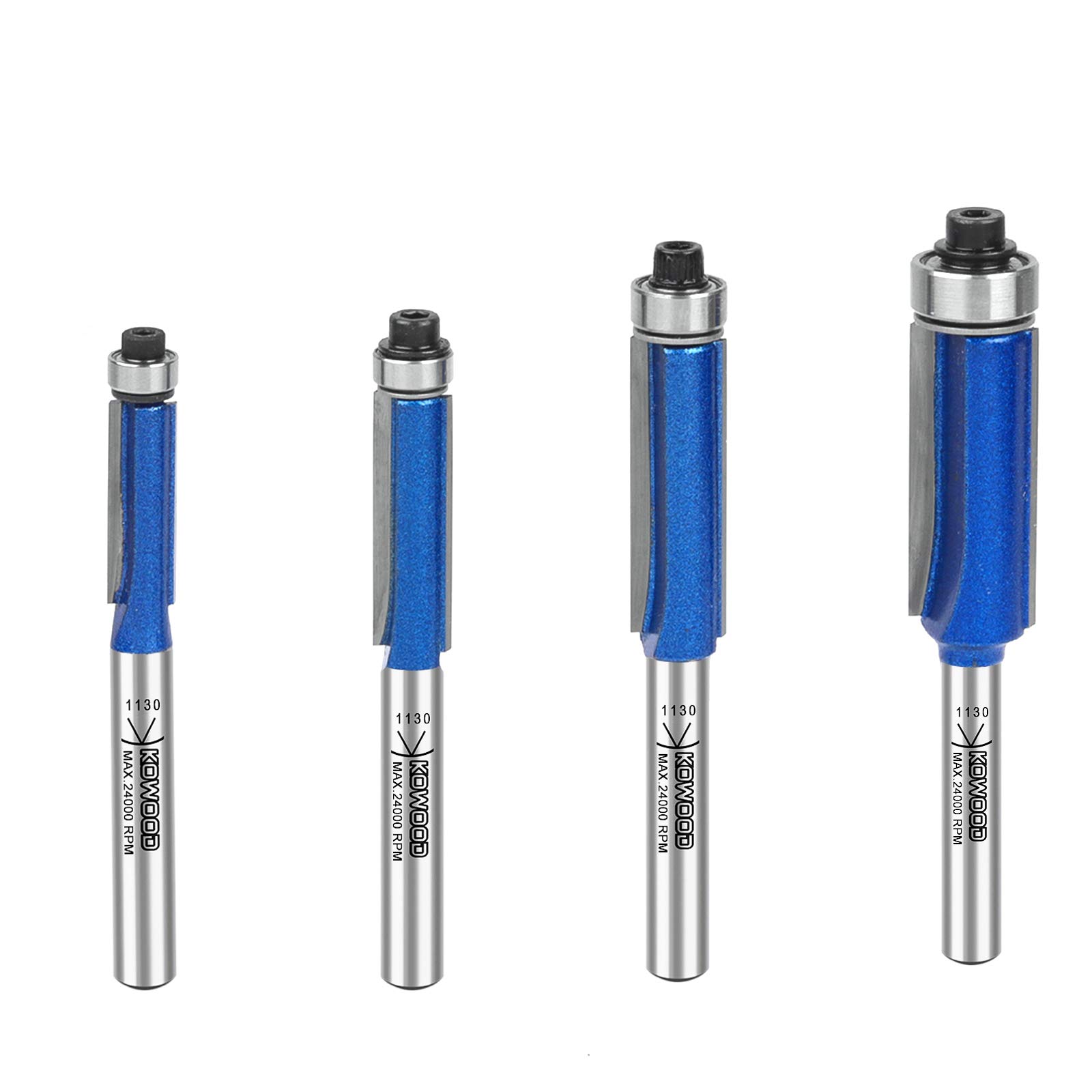 Buy KOWOOD Plus Straight Flush Trim Router Bit Set, 1/4 Inch Shank, Top