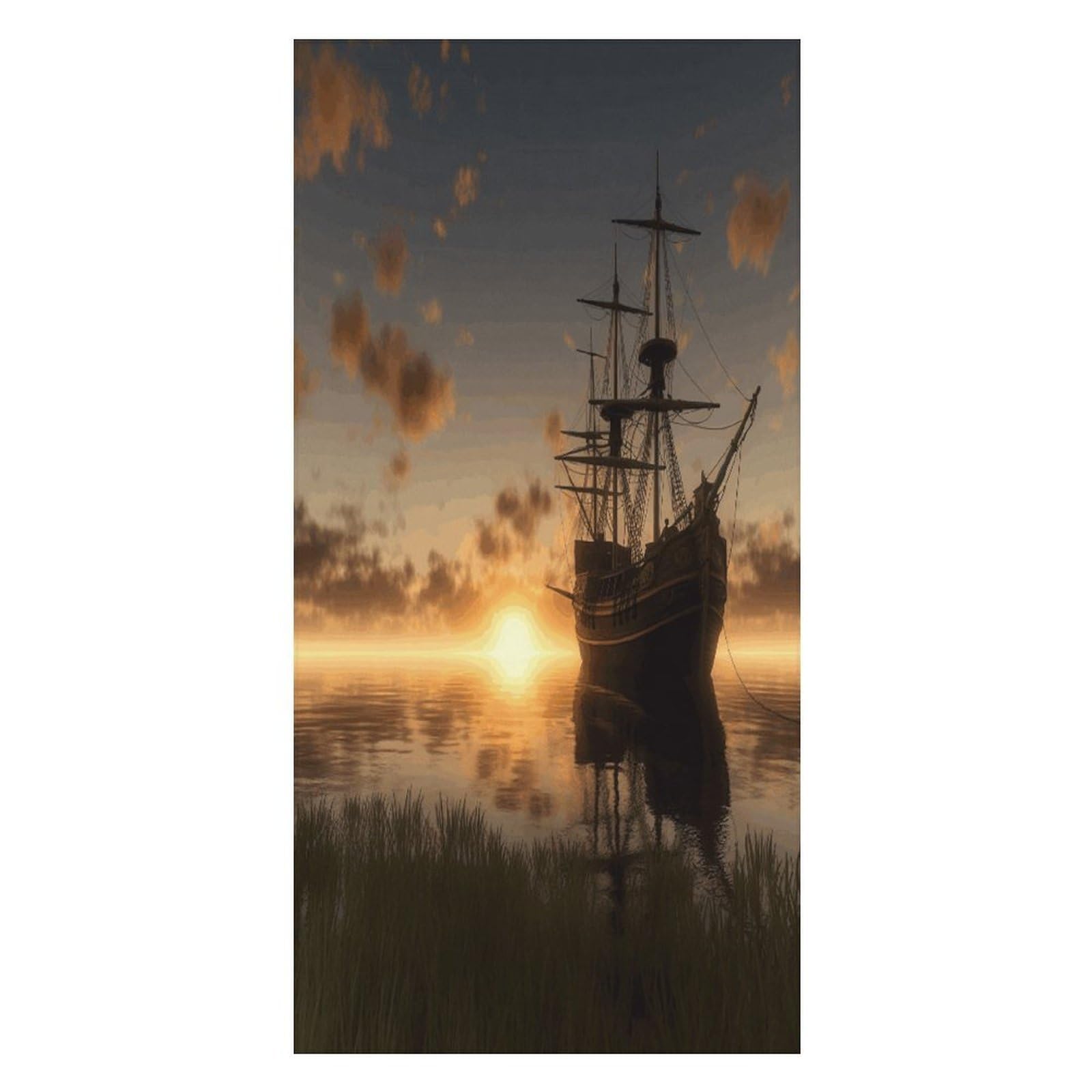 Adfgyerh Unisex Style Ship In The Lake Sunset Bath Towels Beach Towel Lightweight Quick Dry, Bath Towel For Travel Sports Pool Swimming Bath Camping Yoga Adults160x80cm