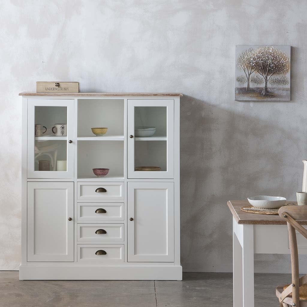 WANDERLUST DECO Vitrina de Madera Blanca 115x35x130.5