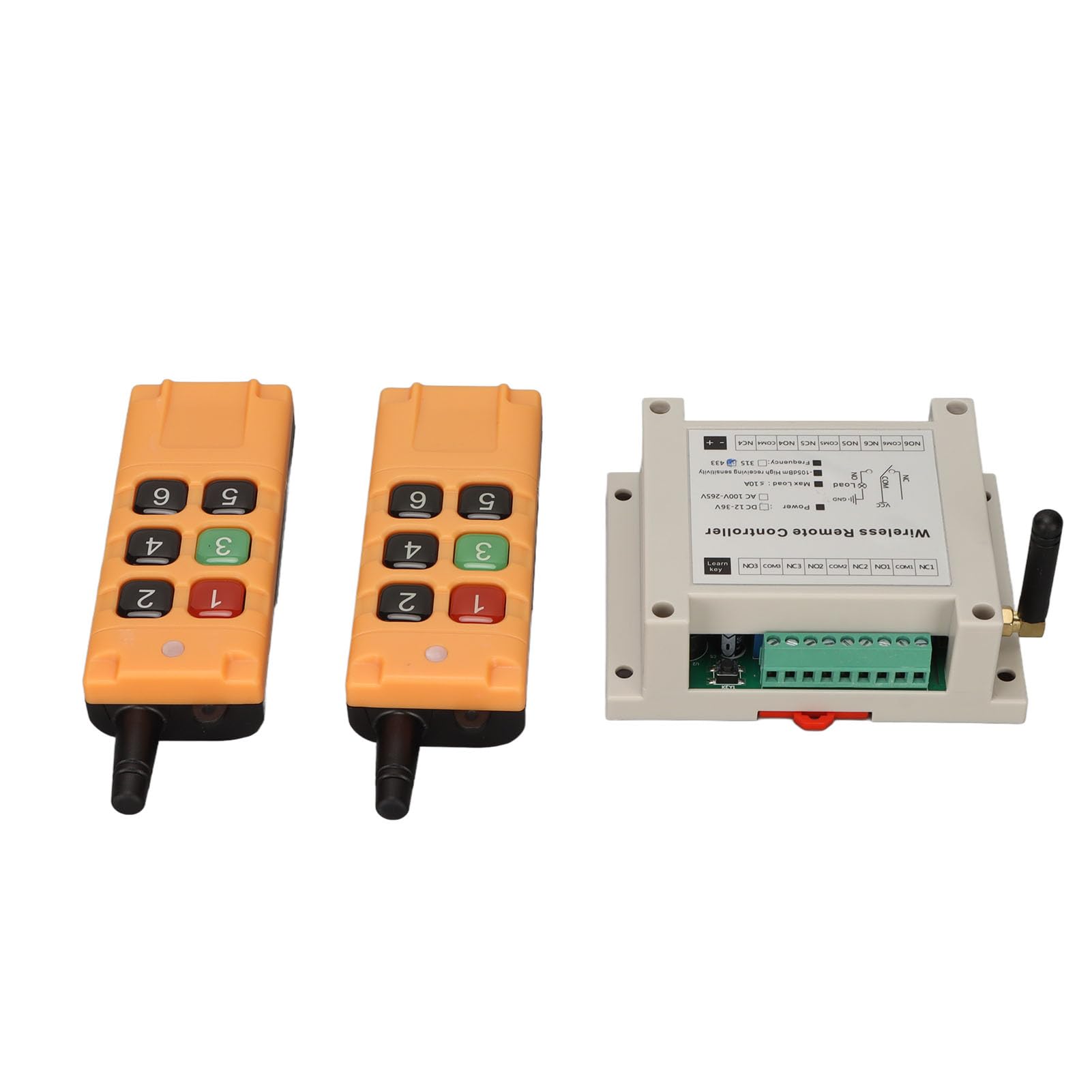 Sxhlseller Telecomando per Gru Wireless, Ricevitore per Interruttore Radio per Paranco Elettrico a Canale Industriale, Ricevitore Trasmettitore a 6 Tasti, per Attrezzature di Sollevamento