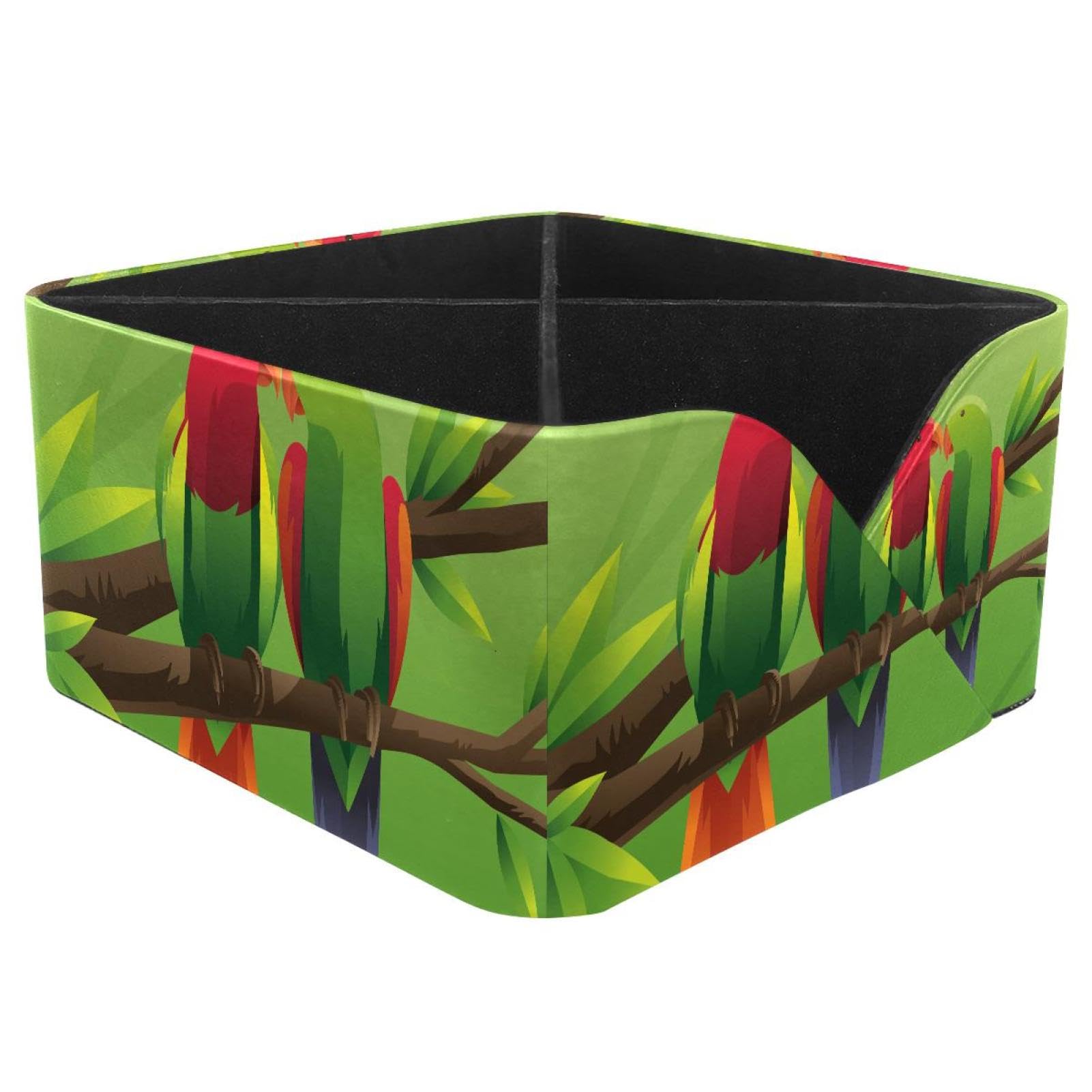 KengjuTesu Parrots Couple Desktop Organizer Pen Holder, Rectangular Pencil Cup for Office, Study and Makeup Stations