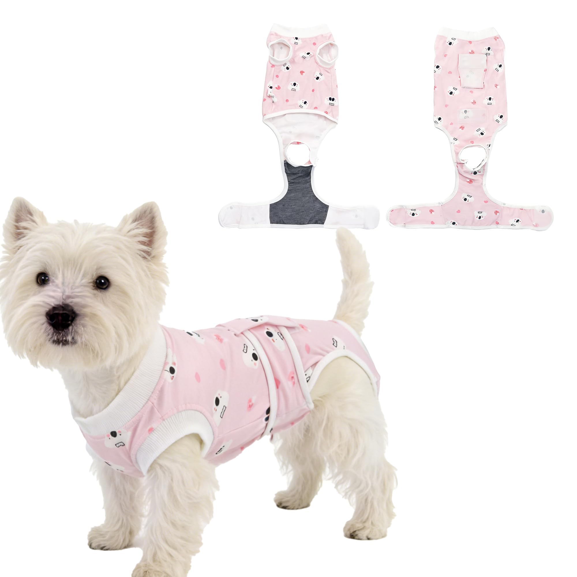 PawSailor Dog Surgery Recovery Suit Soft Dog Recovery Bodysuit After Surgery Post-Op Dogs Onesie for Female Spay & Male Neuter, Puppy Post Vest E-Collar Cone Alternative, Prevent Licking, Light Pink L