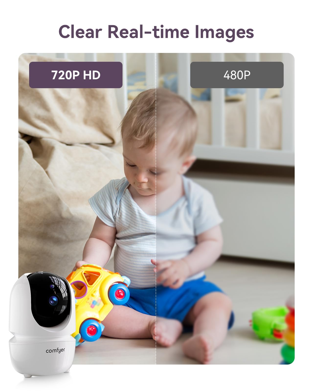 Comfyer Add-on Camera Baby Monitor BM01, Video Baby Monitor, 1080p FHD Resolution, Remote Pan Tilt Zoom, Two-Way Talk - Image 3