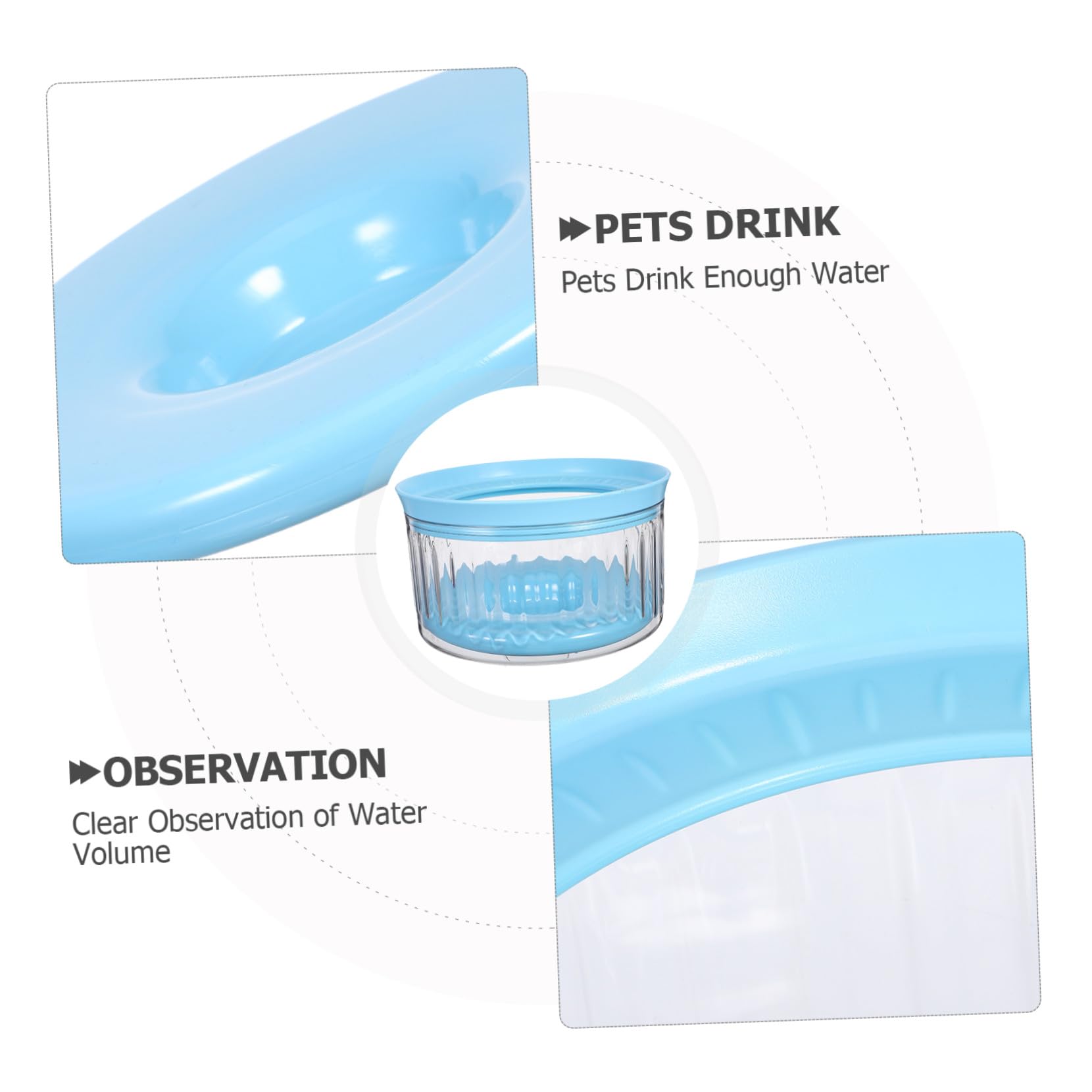 KOMBIUDA Transparente Schwimmende Auslaufsichere Hundetrinkschale mit Spritzschutz Langsame Wasseraufnahme Splash Innen und Außen Schleckresistent für Unterwegs und Zuhause