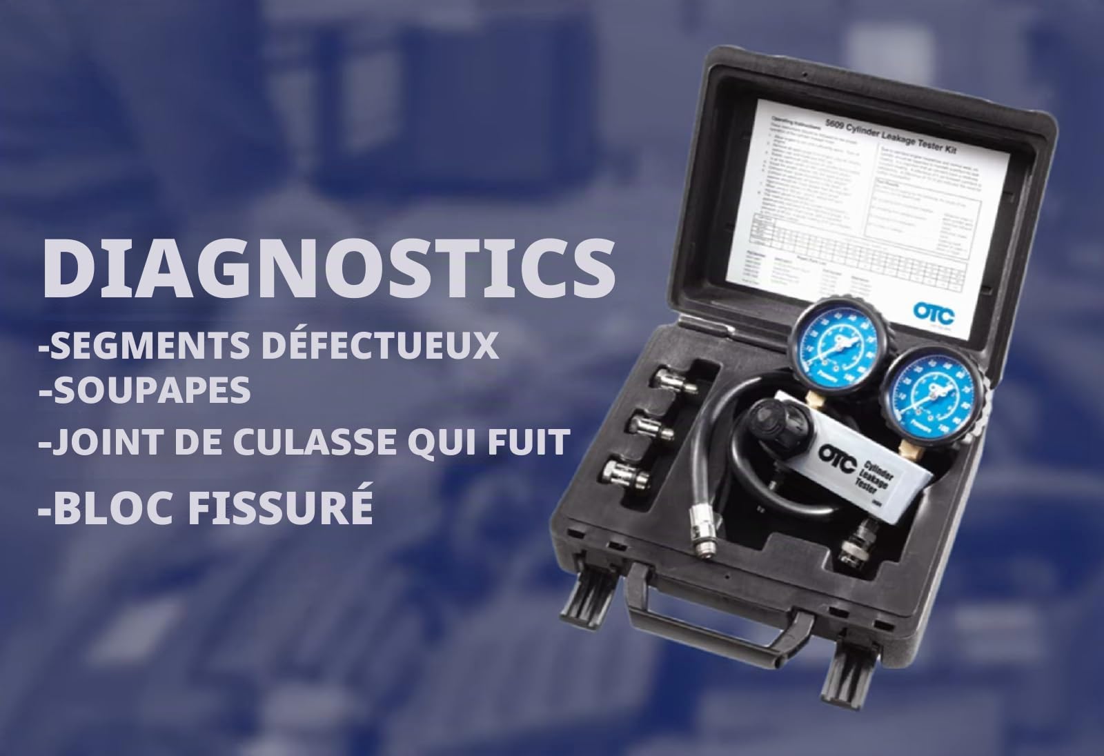 OTC 5609 Kit testeur de fuite de cylindre, noir