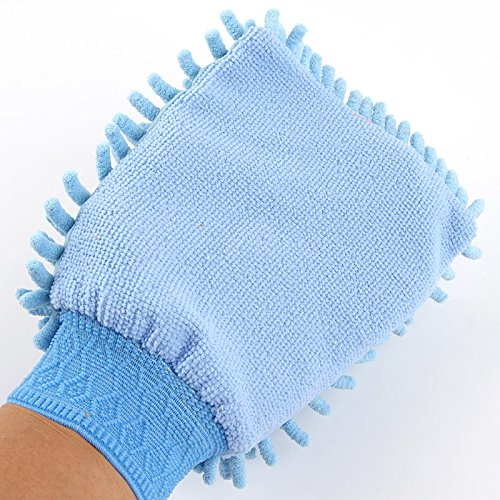 Xelue FF 2 Pcs Chenille Microfiber Glove for Car Wash Mitt Removing Dusting Polishing Household Cleaning Dishwashing Baby Bath