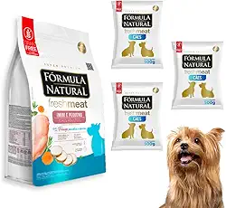 Kit com 3 Rações Fórmula Natural Fresh Meat Para Cães Adultos Portes Mini e Pequeno Sabor Frango, Mandioca e Alecrim | Linha Super Premium | Pelagem Bonita e Brilhante