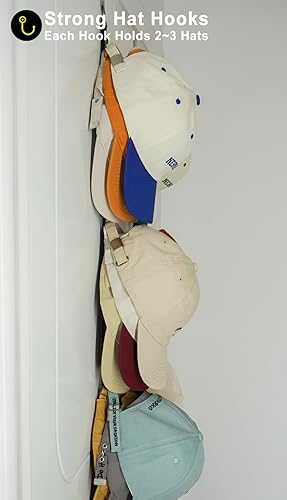 Miniatura 7 de Estante organizador de sombreros para gorras de béisbol hasta 36 sombreros Almacenamiento de exhibición de sombreros sobre la puertaarmariopared,