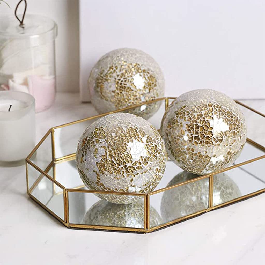 FLAMEER Mosaic Sphere Balls Table Centerpieces Set 8cm Centrepieces Bowls Decorative Orbs Orb Globe for Living Room Festival Coffee Table Decor Decorations - Image 4