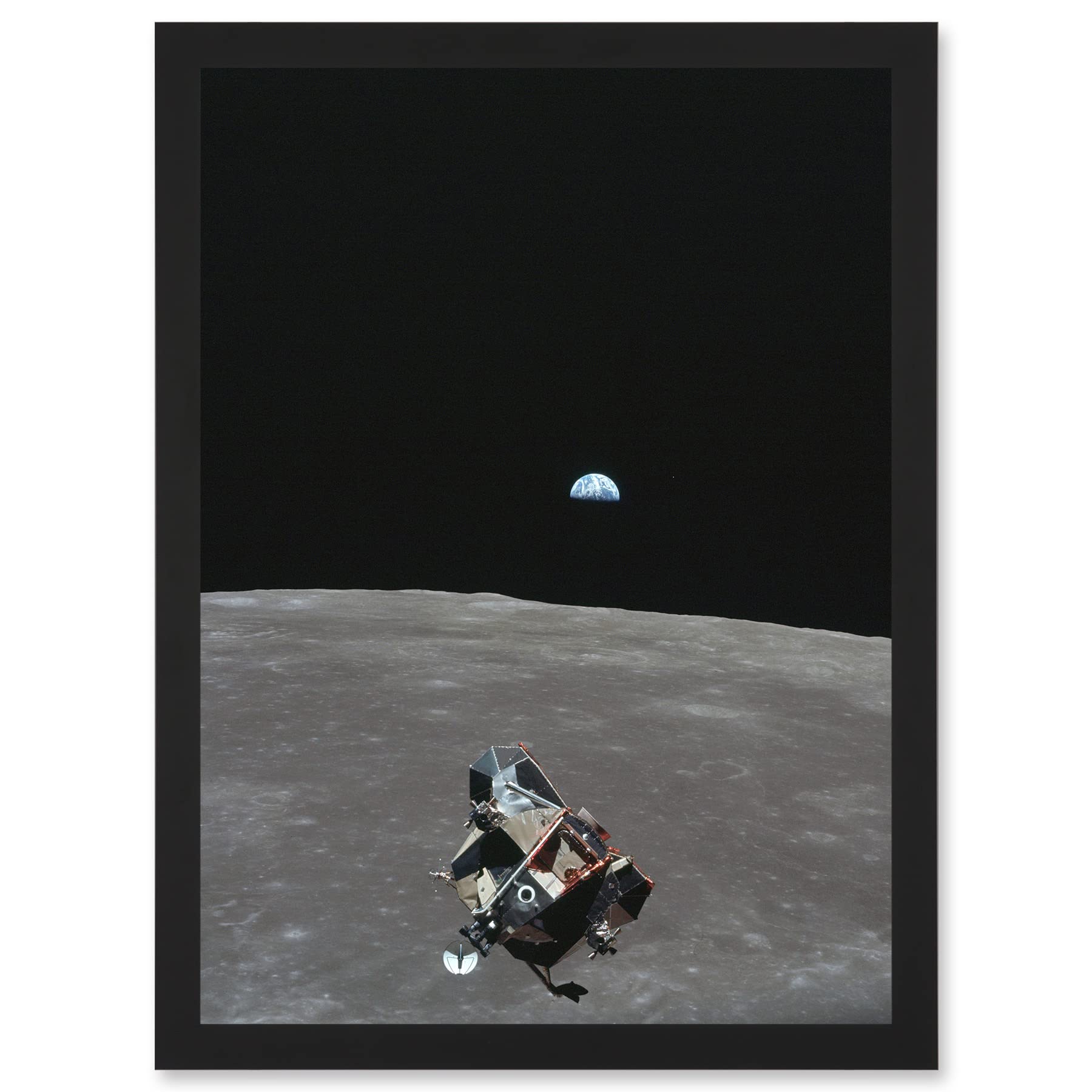 Space NASA Earth Moon Lunar Landing Module Framed Wall Art Print A4 - Artery8