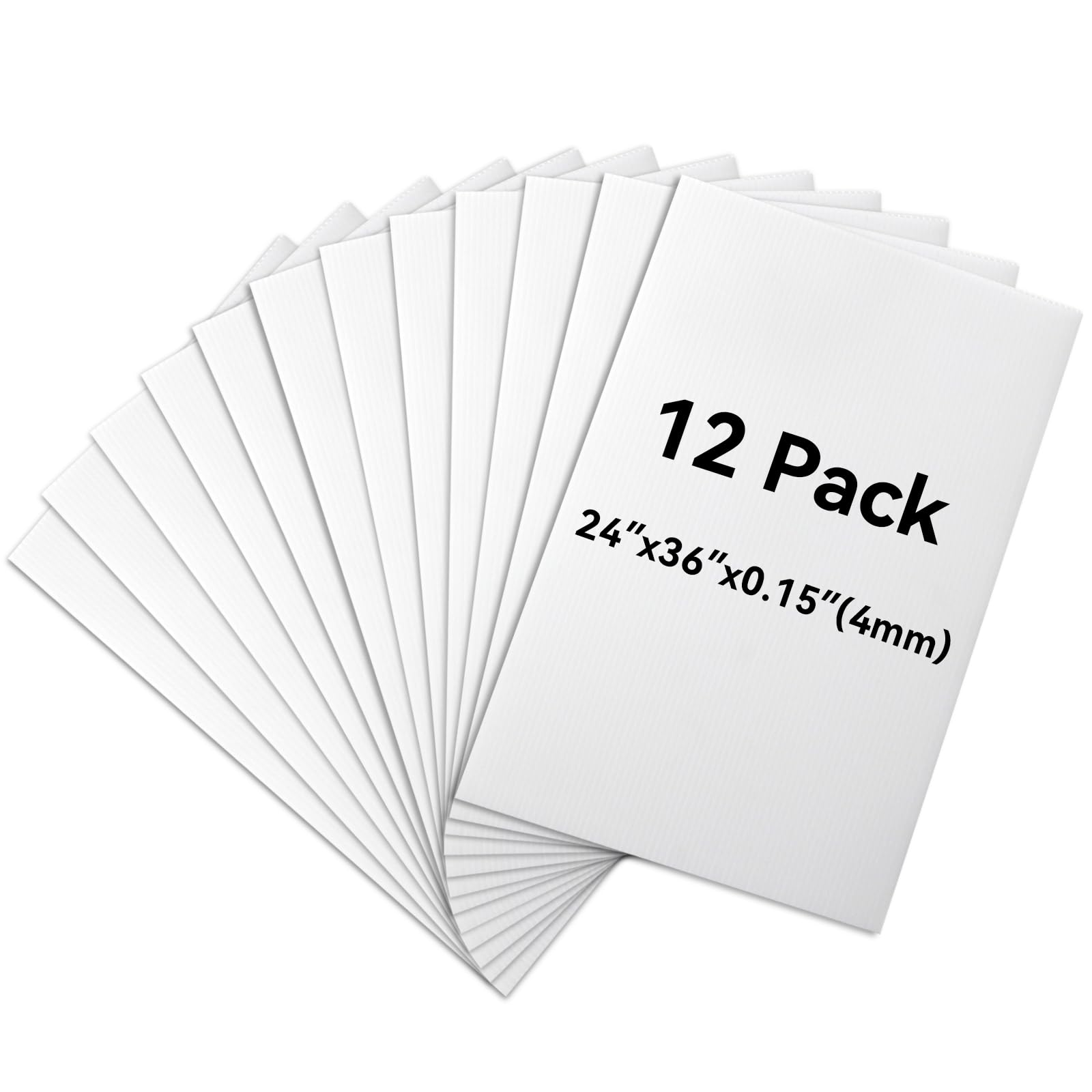YDisplay 12Pack Poster Blank Board 24×36’’ Corrugated Plastic Board 3/16 Inches Thick for School Projects,Craft,Art & Display,White