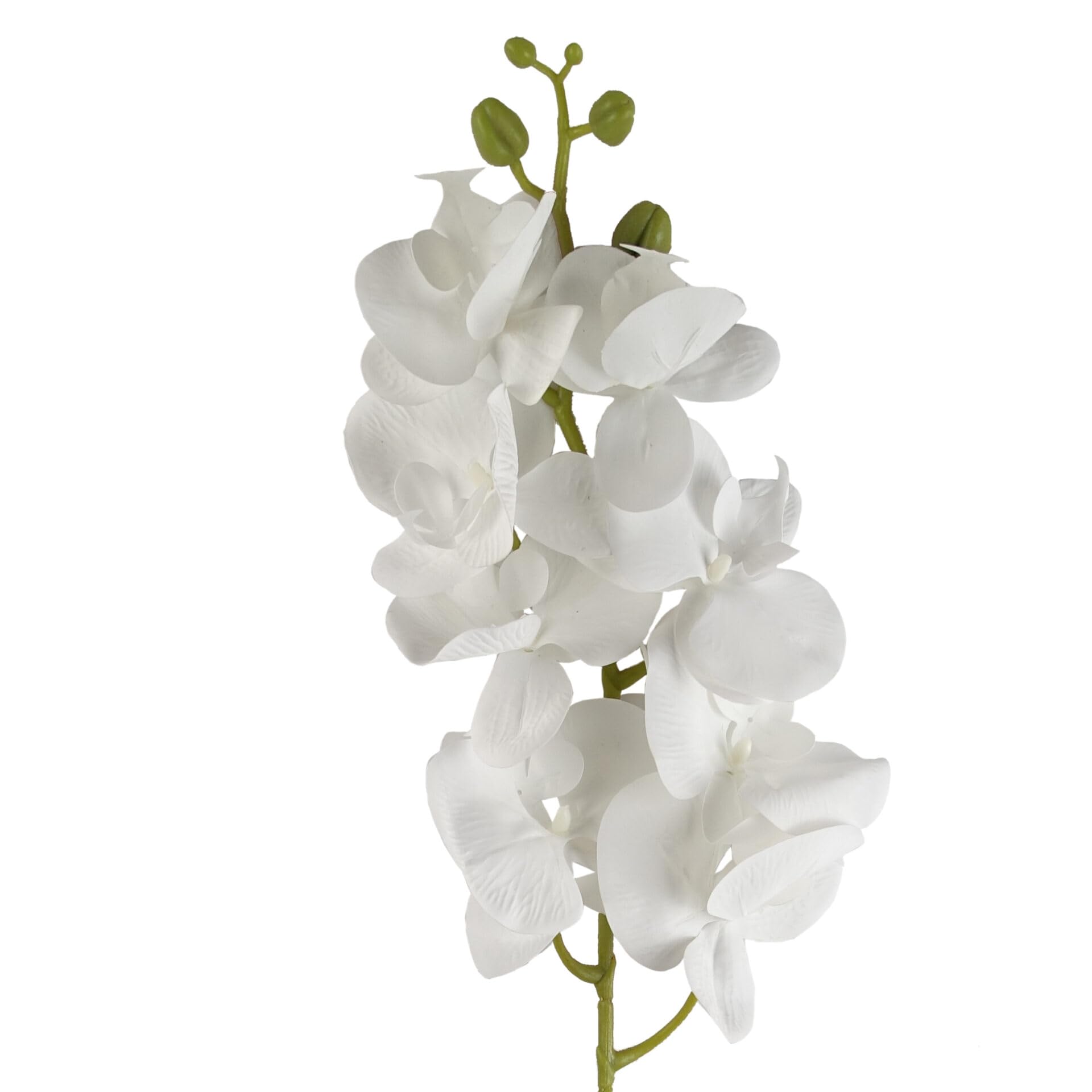 Artificial 100cm Phalaenopsis Orchid Stem - White - 7 Flowers - Leaf Brand