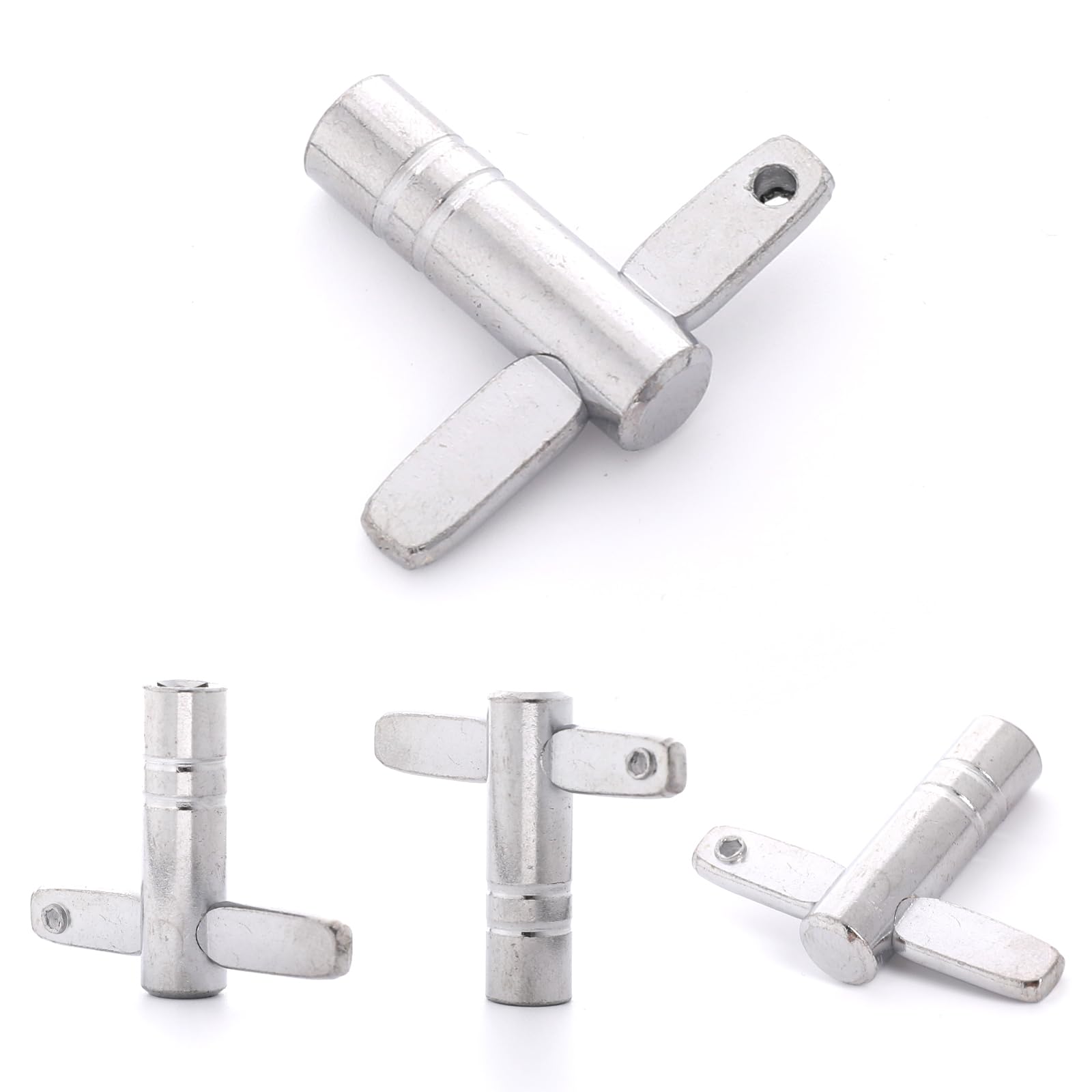 Lot de 4 clés de batterie argentées - Clé d'accordage - Pour percussions - Pour instruments de percussion, tambour