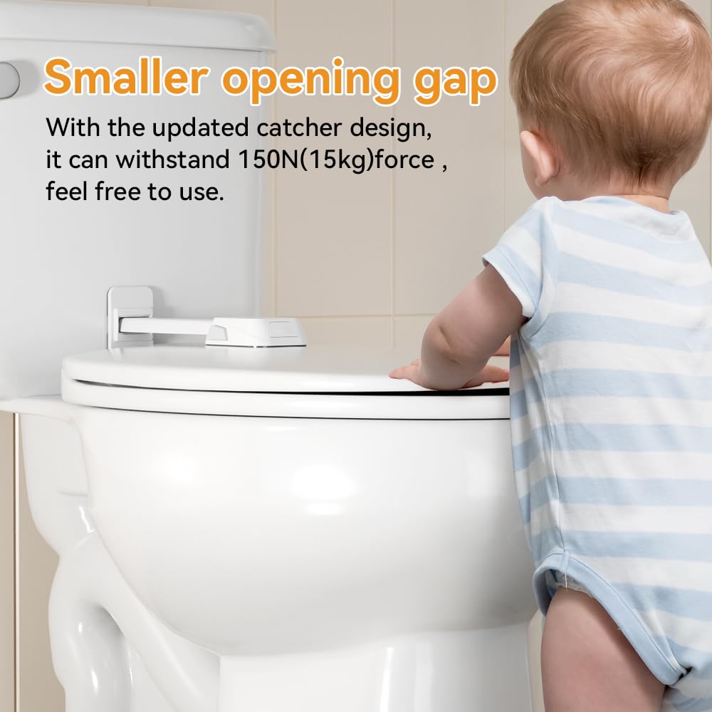 EUDEMON Lot de 1 verrou de sécurité pour siège de toilette pour bébé et enfant, facile à installer avec adhésif, pas besoin d'outils ou de perçage (blanc)