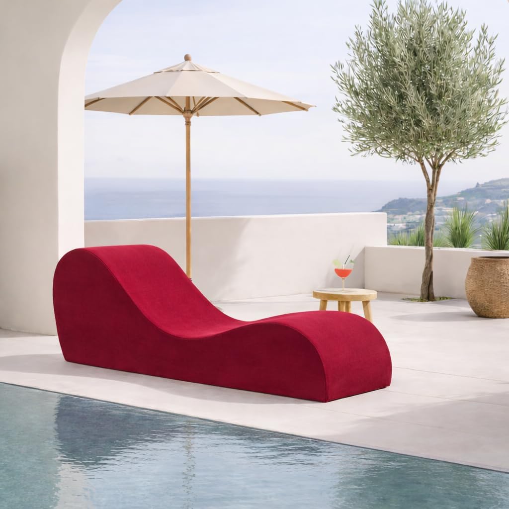 INNOWIN Loveme Tantric Chaise Lounge Chair | Yoga Chaise Lounge Sofa with Cushion | Modern Relaxing Lounge Chair for Bedroom & Living Room | Loveseat & Chaise Design (Red)-image-36