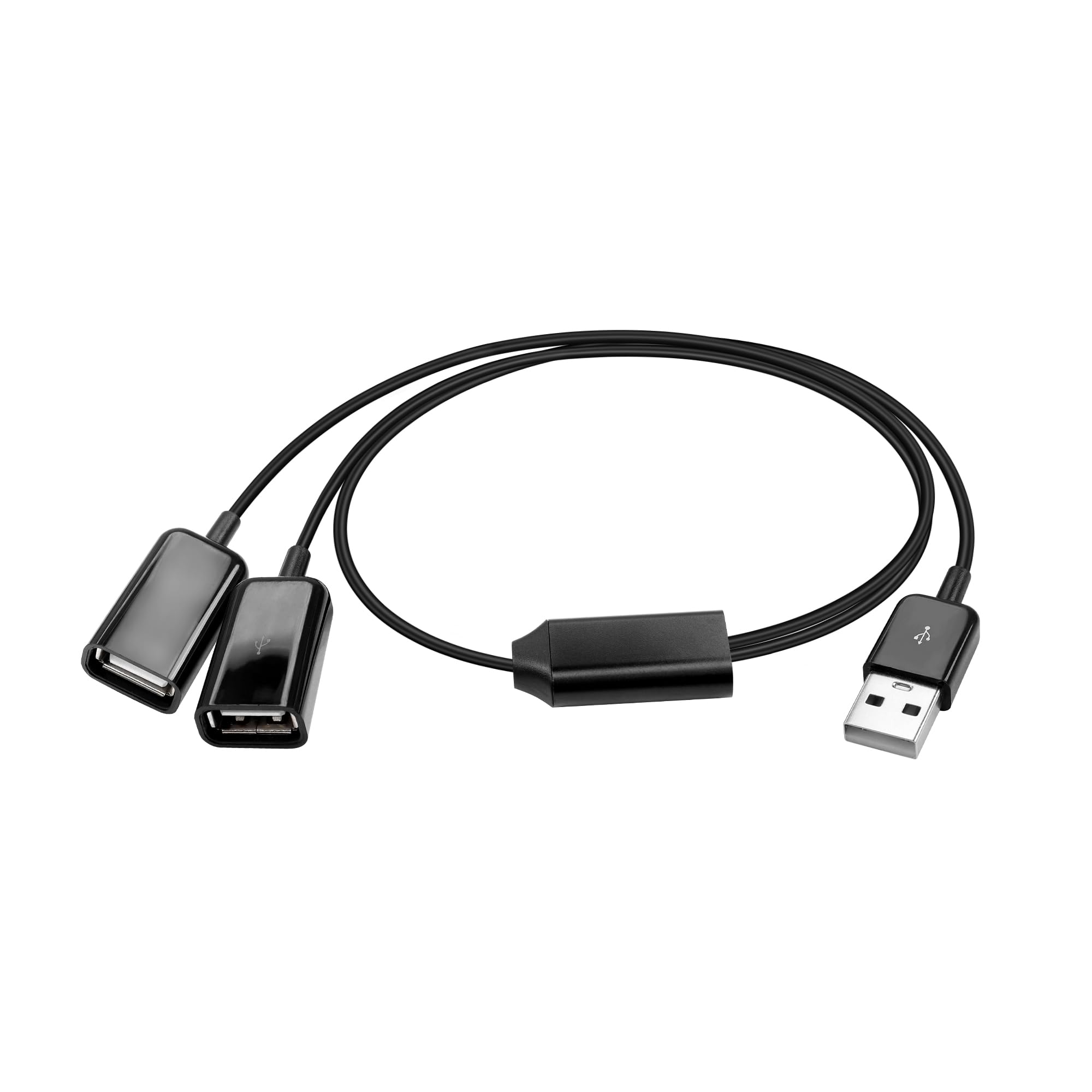 GINTOOYUN USB2.0 1 to 2 Splitter USB 2.0 Male to 2 USB 2.0 Female Hub Power Extension Cable for Laptops,Desktops,Mice,Keyboards,etc(20 Inch) (1 to 2)
