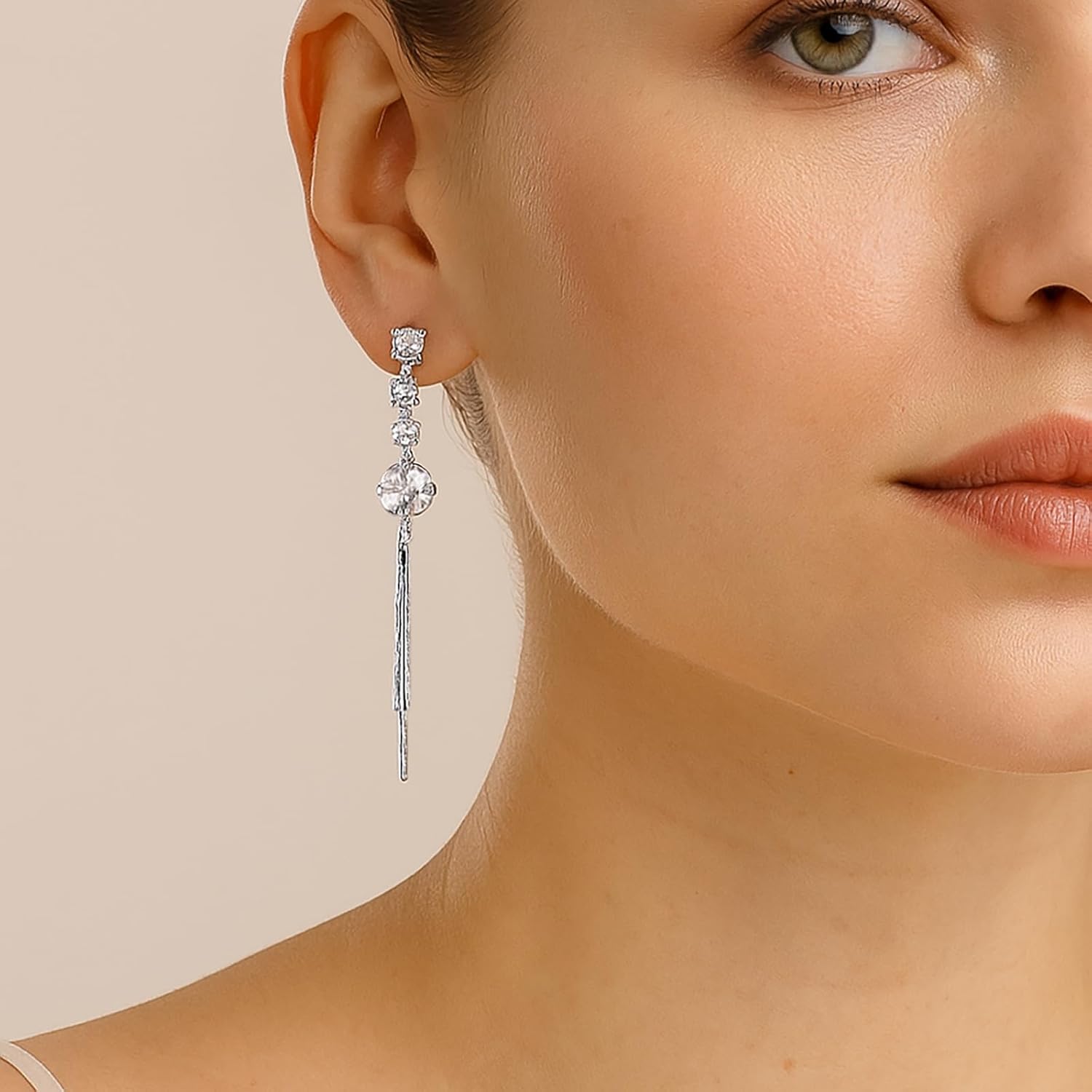 Sonateomber Gold Silver Long Dangle Drop Tassel Ball Earrings for Women, Sparkly Elegant CZ Rhinestone Chandelier Dangling Earings Prom Wedding Fashion Jewelry Gift - Image 2