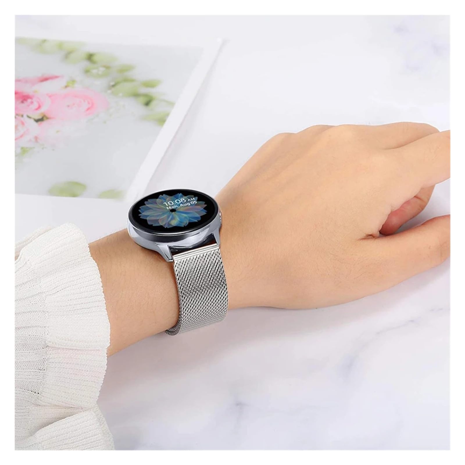 Bracelet de montre magnétique 20 mm 22 mm pour Samsung Galaxy Watch 7 6 5 4 Classic 42 46 47 mm Gear pour S3 GTR avec fermoir pliable sécurisé en métal (noir, 22 mm)