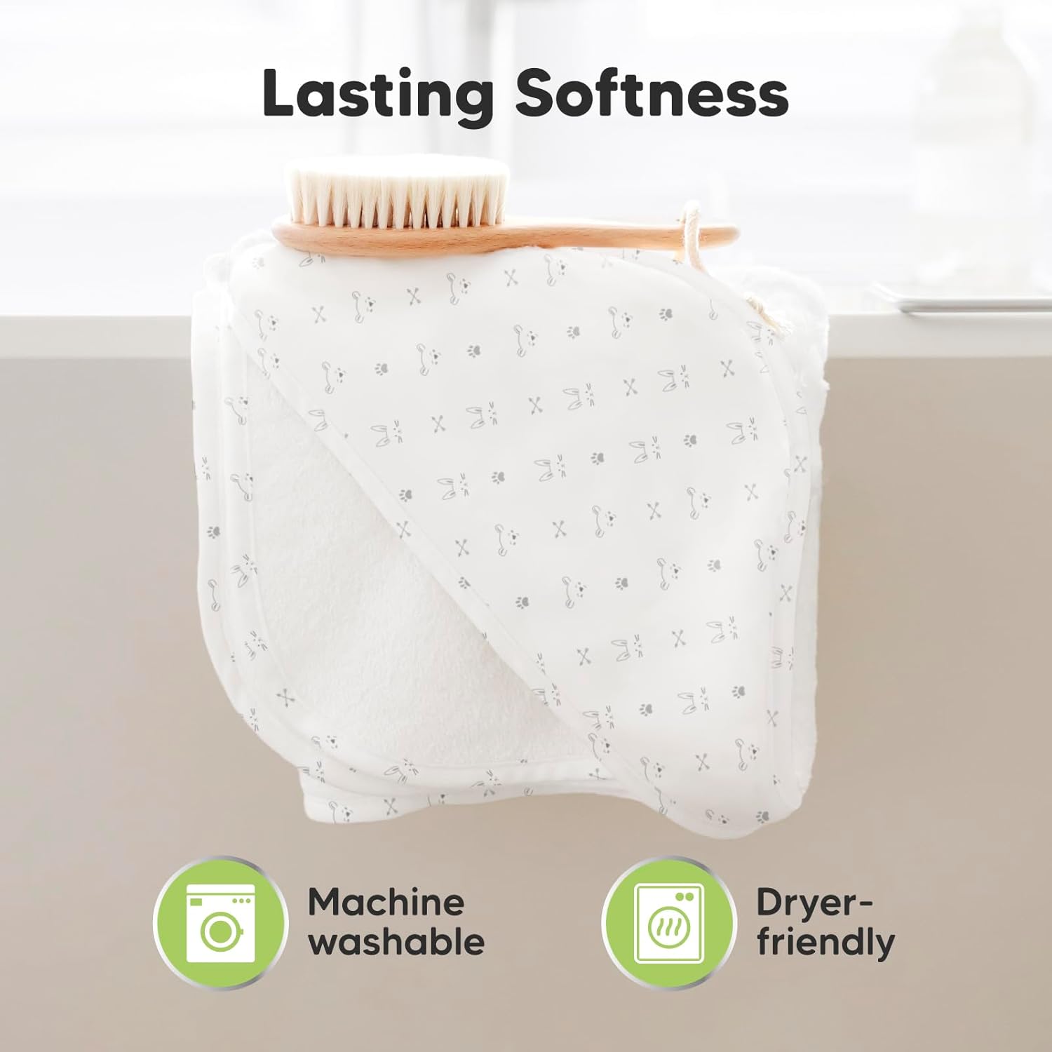 KeaBabies Hooded Baby Towel for Newborn - Viscose Derived from Bamboo Large Baby Bath Towels with Hood for Boys, Girls, Toddler, Extra Absorbent & Soft Newborn Bath Essentials (KeaStory, Regular) - Image 6