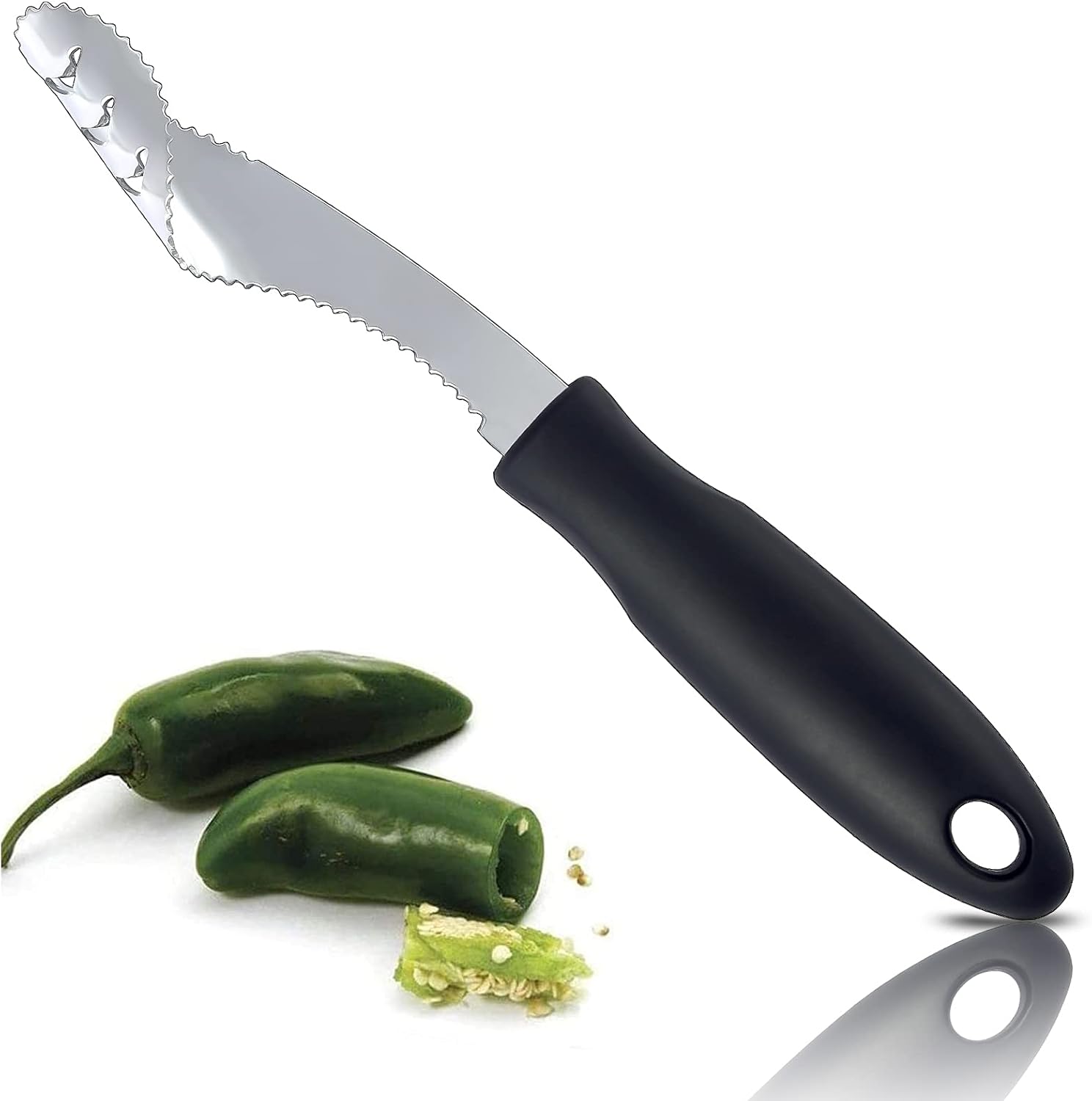 Buy Jalapeno Pepper Corer Fiotok Stainless Steel Chili Corer Remover Kitchen Tool With Serrated Slice And Rubber Handle Easily Seed Remover Or Slice Off Vegetables Tops For Barbecue Roasting Peppers Online In Turkey