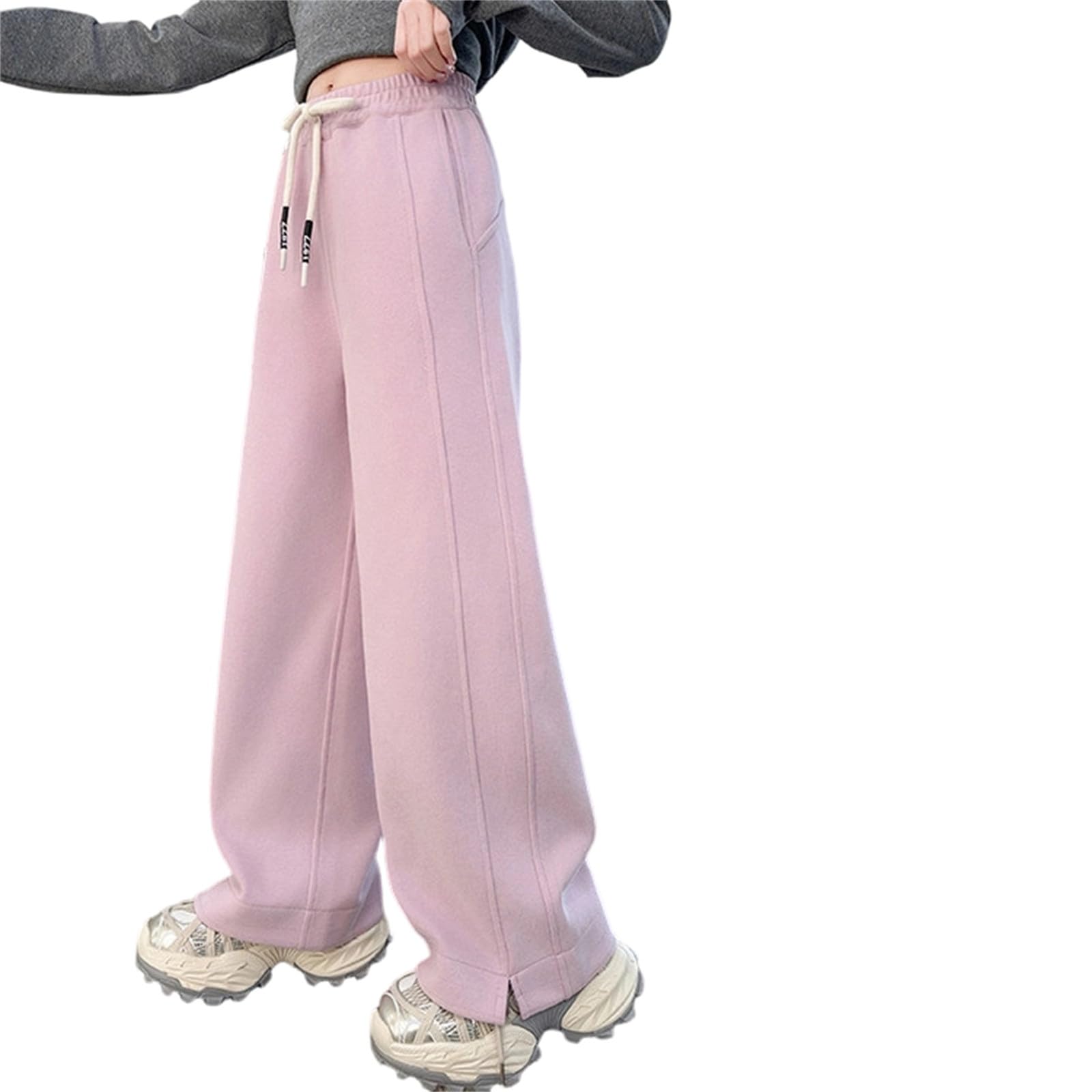 Pantaloni della tuta larghi alti a gamba aperta per bambini ragazzi gamba dritta yoga vestibilità rilassata pantaloni da salotto a gamba larga divisi comodi carino pantaloni da jogging con fondo