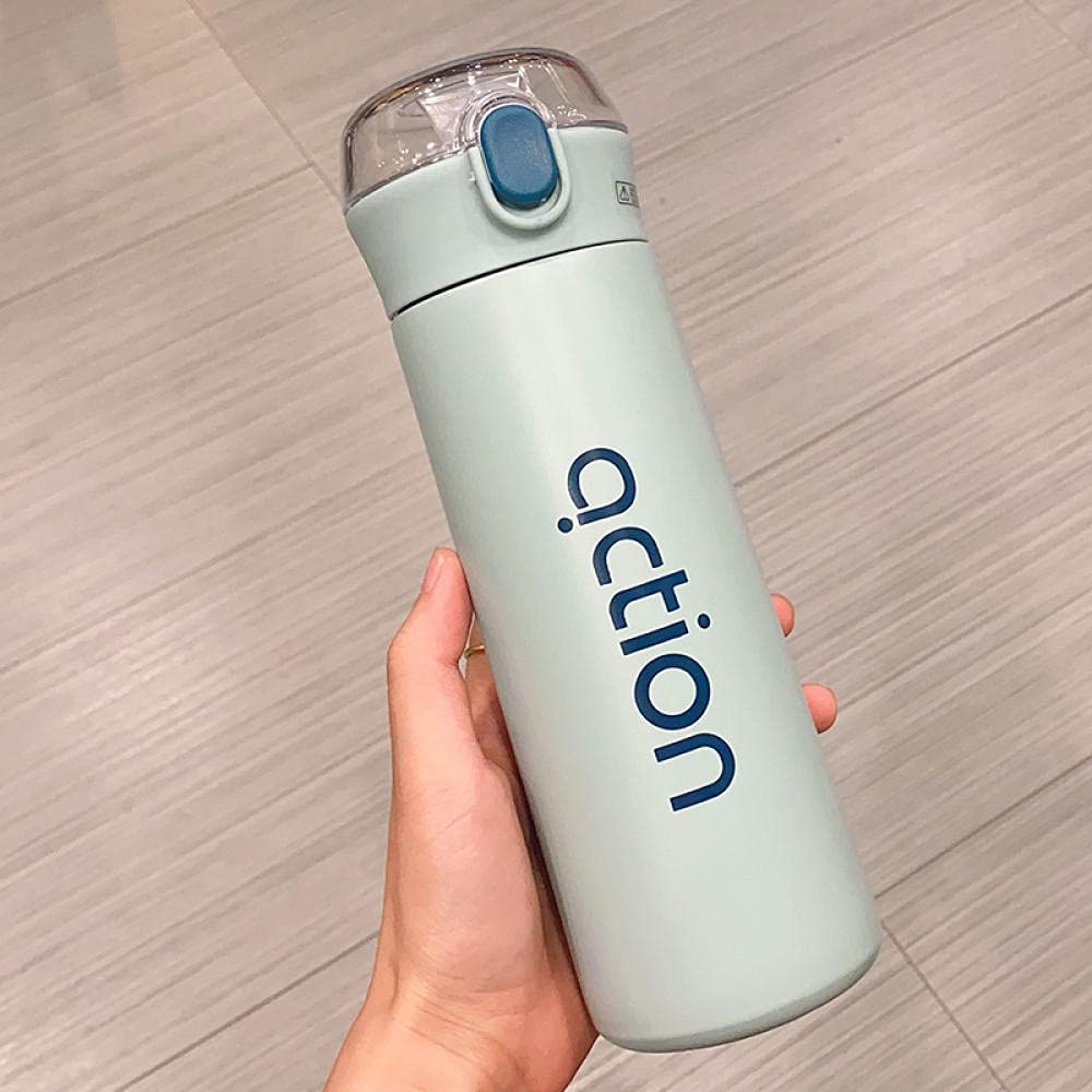 MLLM Sport-Trinkflasche, mit einem Saugnapf mit hohem Pigmentierungseffekt; tragbarer Wasserbecher, blau, 500 ml, doppelwandige, vakuumisolierte Flasche mit Becher.
