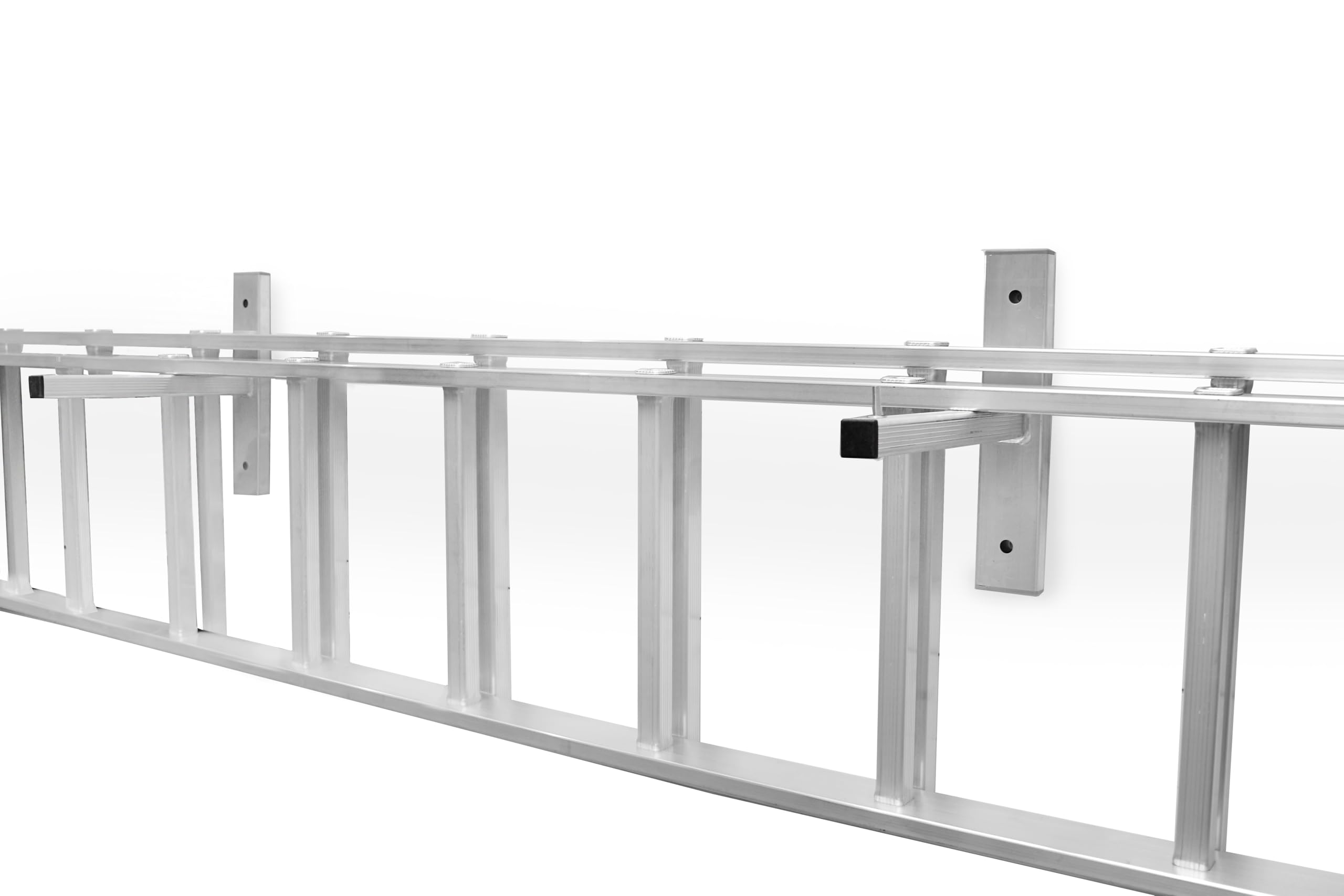 DRABEST - Uchwyt do Drabiny, Ścienny, Aluminiowy – 2 Sztuki - Mocny Uchwyt na Drabinę - Odporny na Warunki Atmosferyczne - Nośność 80 kg - Do drabin 1-, 2- i 3-elementowych