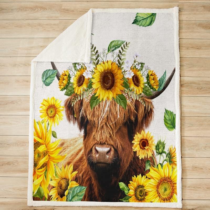 Miniatura 2 de Manta de vellón de vaca Highland para cama, sofá, sillón, manta de felpa de ganado de las tierras altas, girasol, manta decorativa de animales