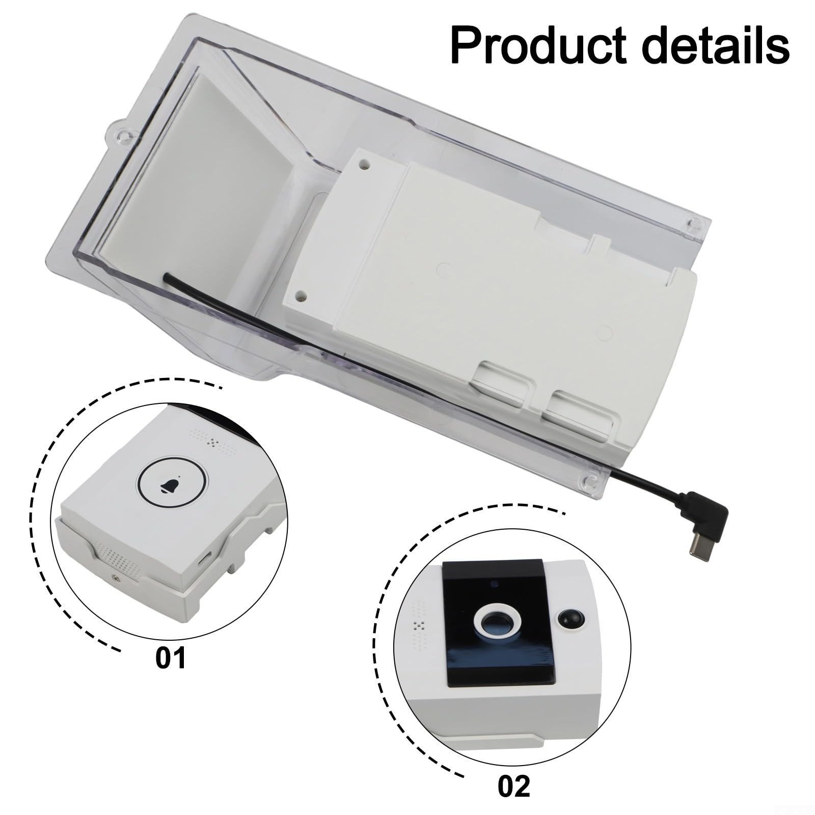 Videocamera per campanello a energia solare con pioggia impermeabile, citofono bidirezionale audio wireless per monitoraggio video, sistema di sicurezza domestica, materiale ABS bianco (A)