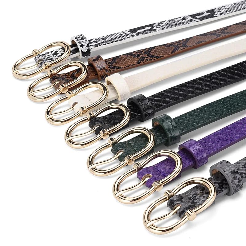 Pohullan Slim Patterned Leather Belt Women'S Travel Shopping Decorative Dress Belt3