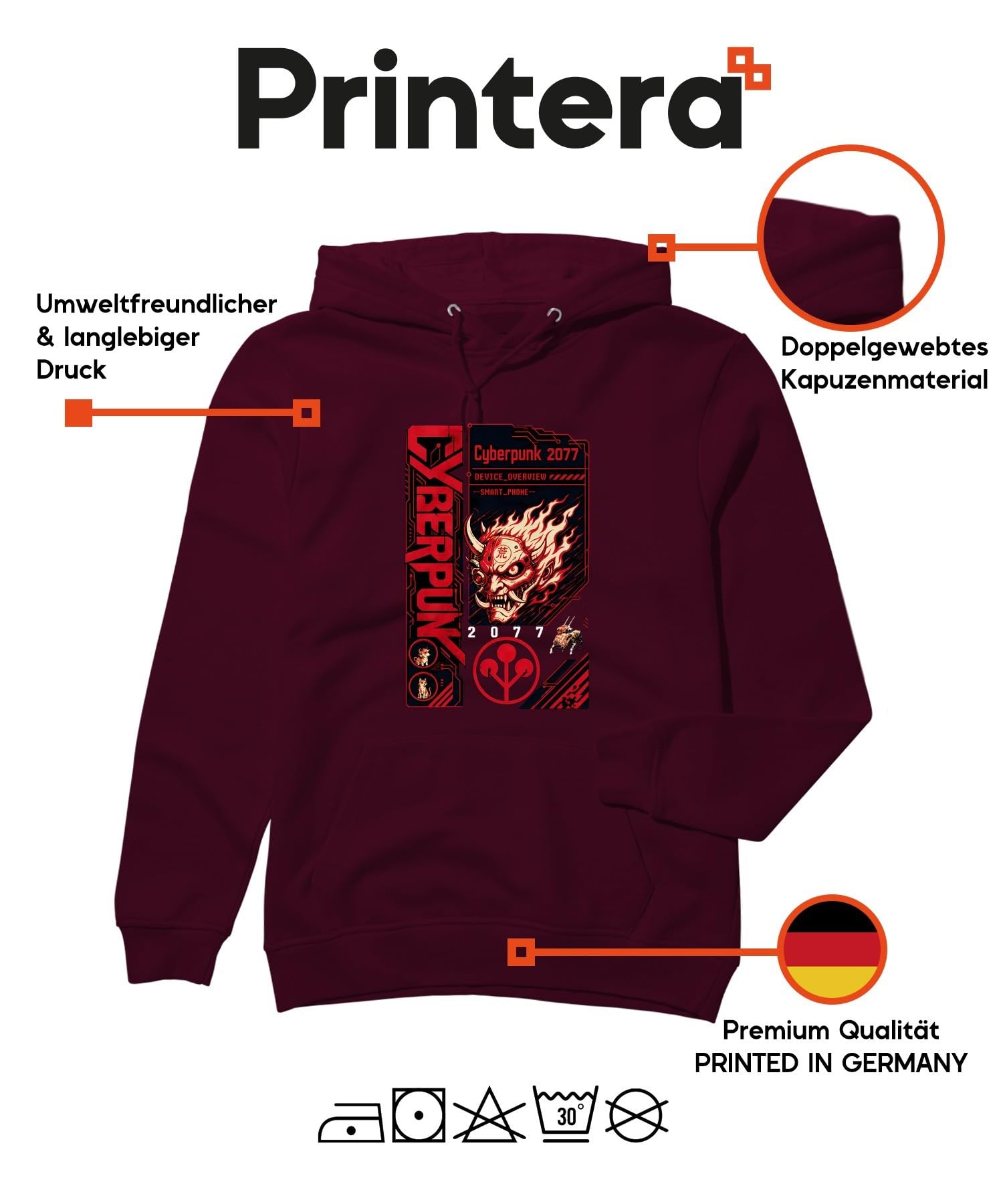 Cyberpunk 2077 Oni Mask Japan Y2K - Felpa con cappuccio