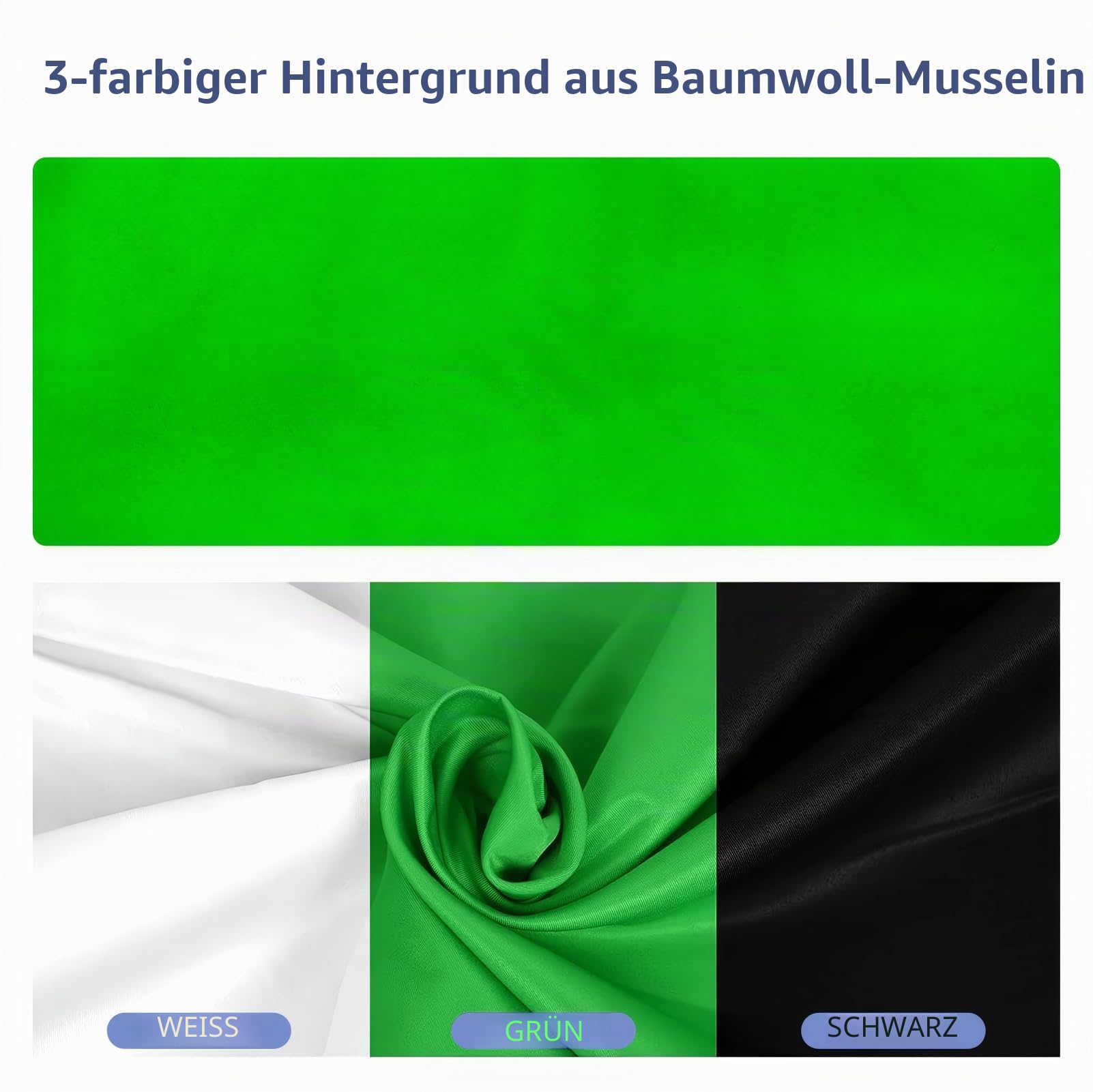 EMART Hintergrundsystem mit Stoff, 2,6×3m Professionelles Fotostudio Set | Foto Hintergrund Ständer Set mit Fotohintergrund, 4 Federklemm, Fotografie, Videoaufnahme YouTube