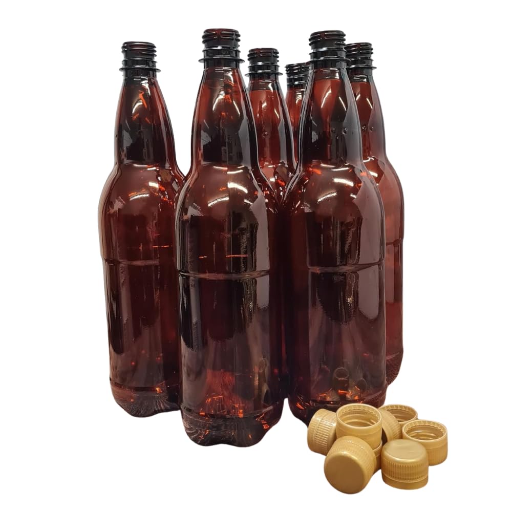 Botella de PET de 1 L con tapón de rosca 24 x para almacenamiento de cerveza, elaboración casera