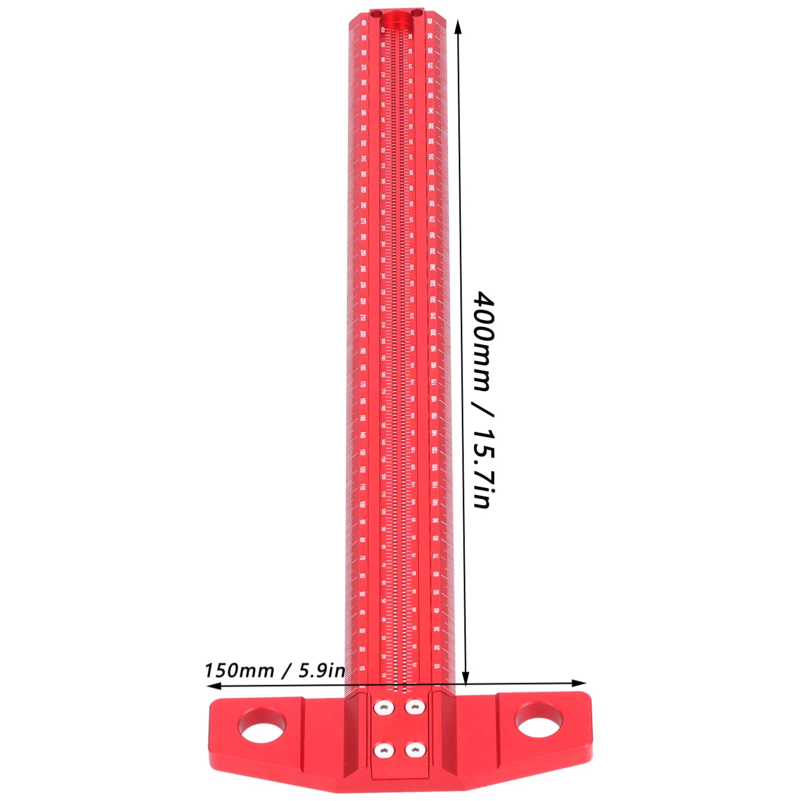 NDNCZDHC T Square Ruler 1mm Accuracy Architectural Scale Ruler Aluminum Alloy Woodworking Scriber T Square Ruler with Wrench and Screws (400mm)