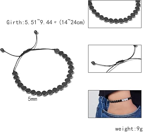 Miniatura 2 de Healing Hematite Black Matte Beads Stretch Bracelet Geometric Love Heart Round Bead Yoga Chakra Meditation Relax Anxiety Adjustable Bracelets