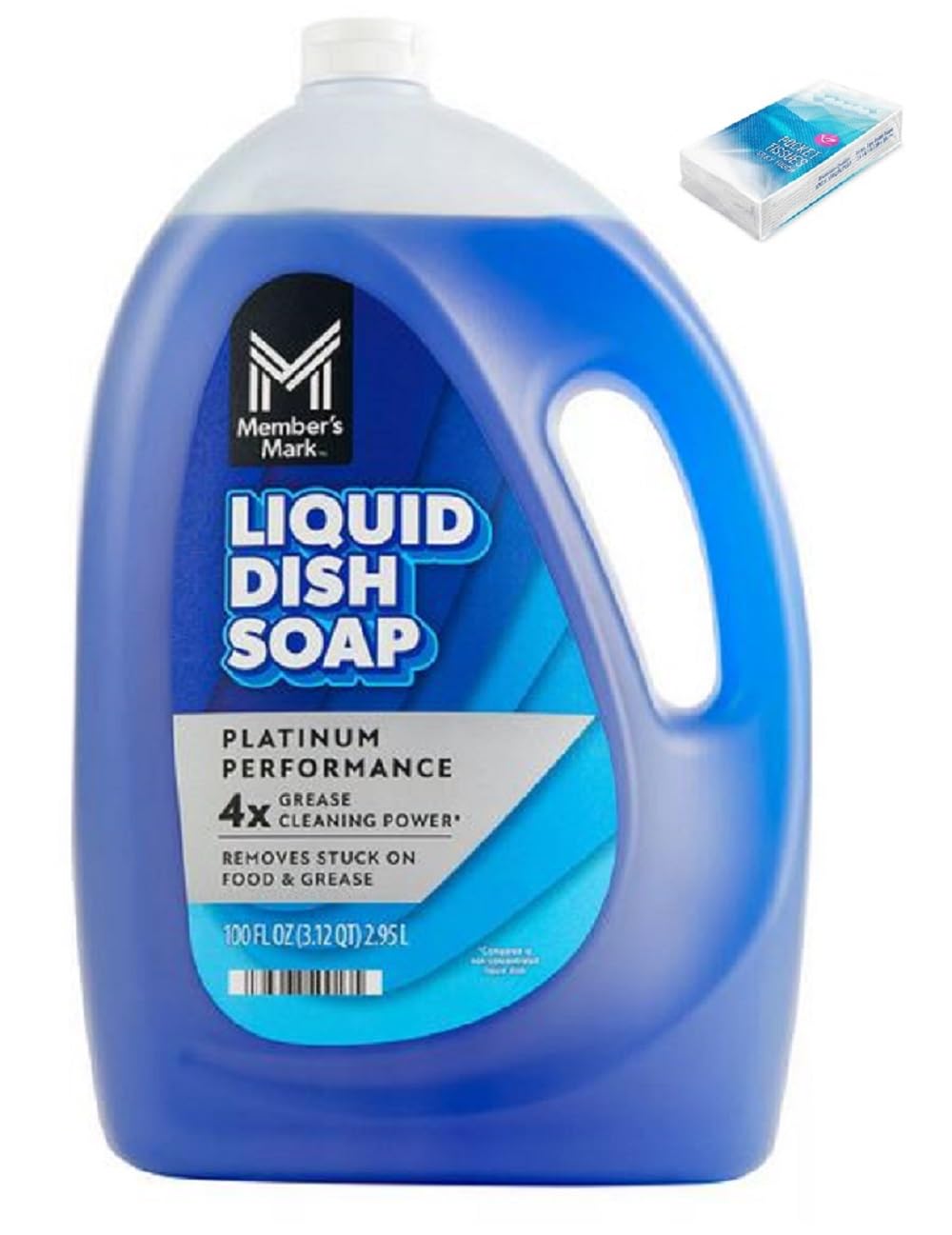 Member Mark Platinum Performance Liquid Dish Soap, Fresh Clean, 100 fl. oz. (Include Bonus Pocket tissue)