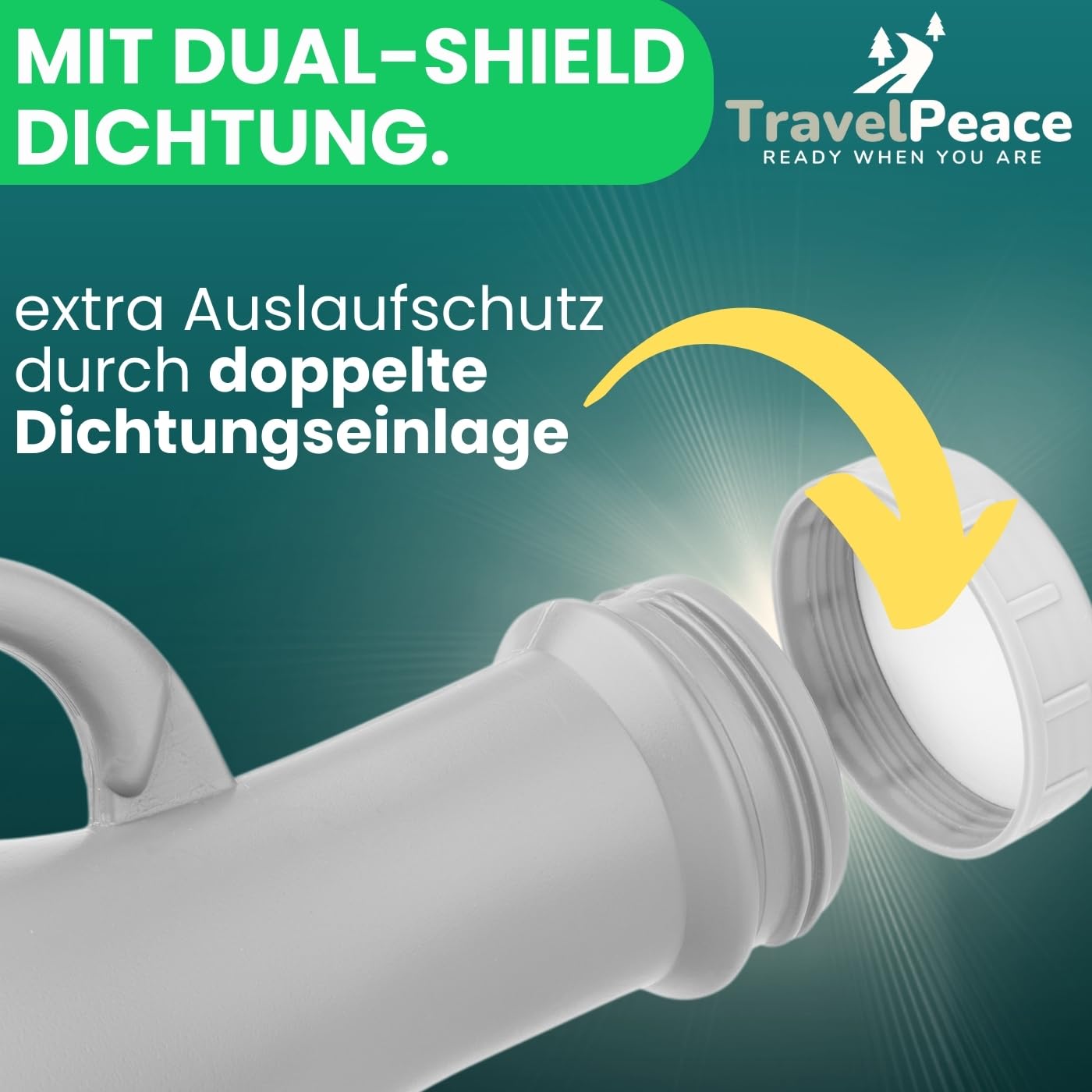Urinflasche - 3in1 Komplett Set - mit Komfort Hygienebürste - inkl. Blickschutz-Beutel - Urinal Frauen und Männer