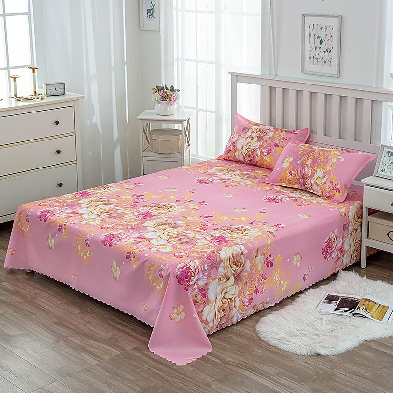 Drap housse rose brossé 215X225Cm pour sublimer votre lit tatami double