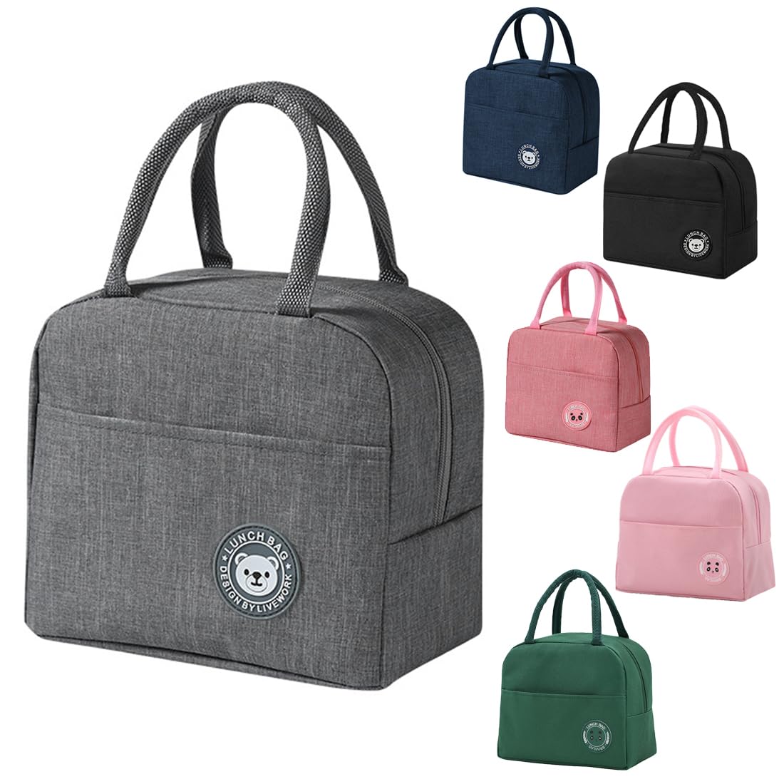 SHSMPXOY Lunch Bag,6L Insulated Lunch Bags for Women,Thermal Lunchs Bag for Men Kids Girls Ladies,Lunchs Cool Bag Water-Resistant Thermal Leak-Proof Lunches Organizer for Work,Picnic (Grey)