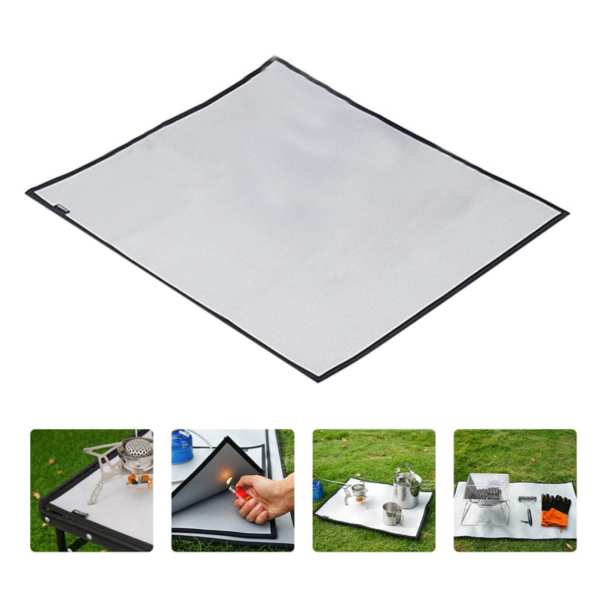 Manta ignífuga resistente al calor, 105 x 60 cm, alfombrilla aislante para barbacoa y almohadilla de cocina al aire libre con revestimiento de sílice de fibra de vidrio