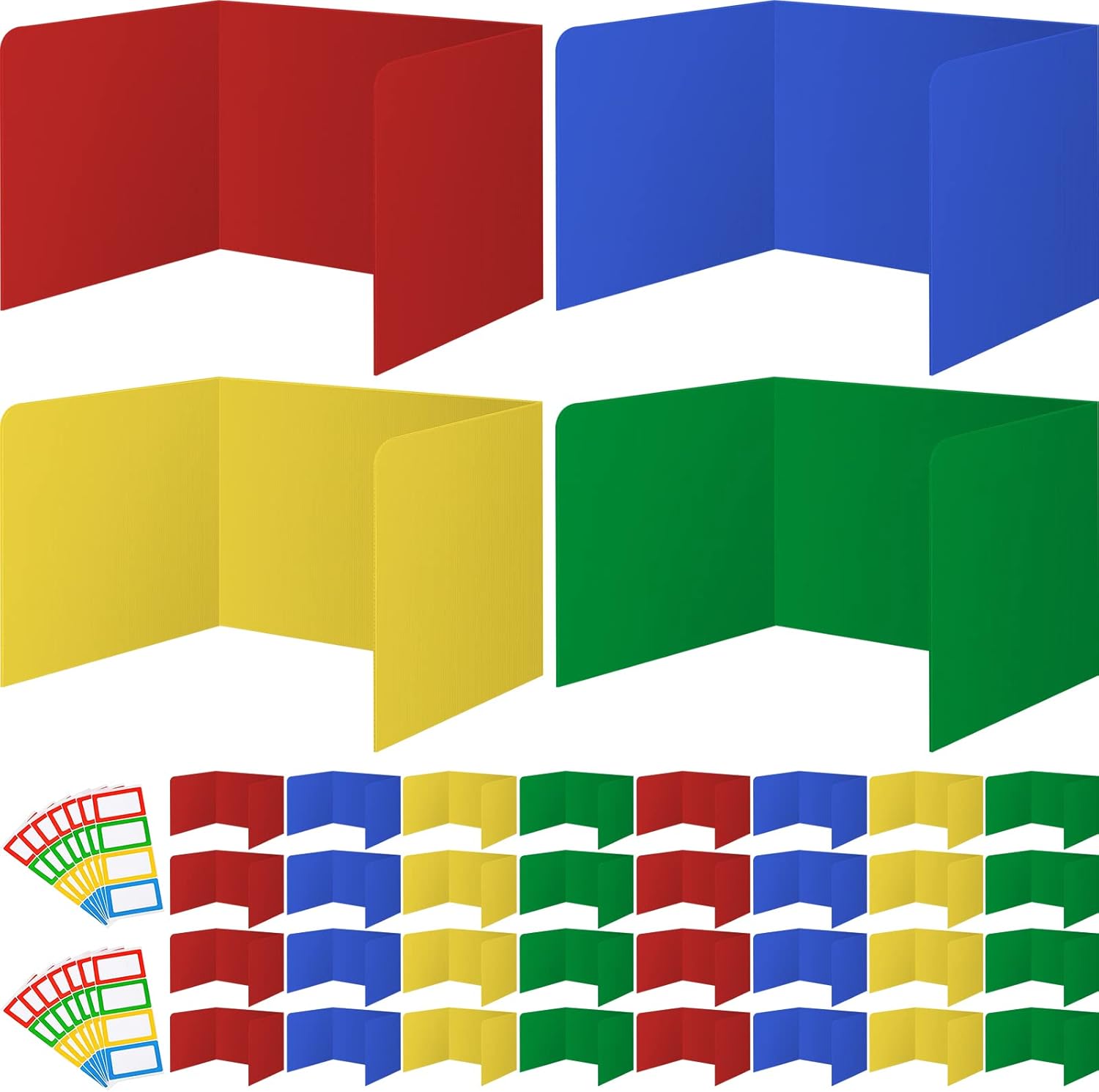 36 Pack Desk Dividers for Students Plastic Sturdy and Waterproof Study Carrel Dividers Easy to Clean Privacy Folders Colourful Classroom Privacy Shields for School Study Teacher Supplies