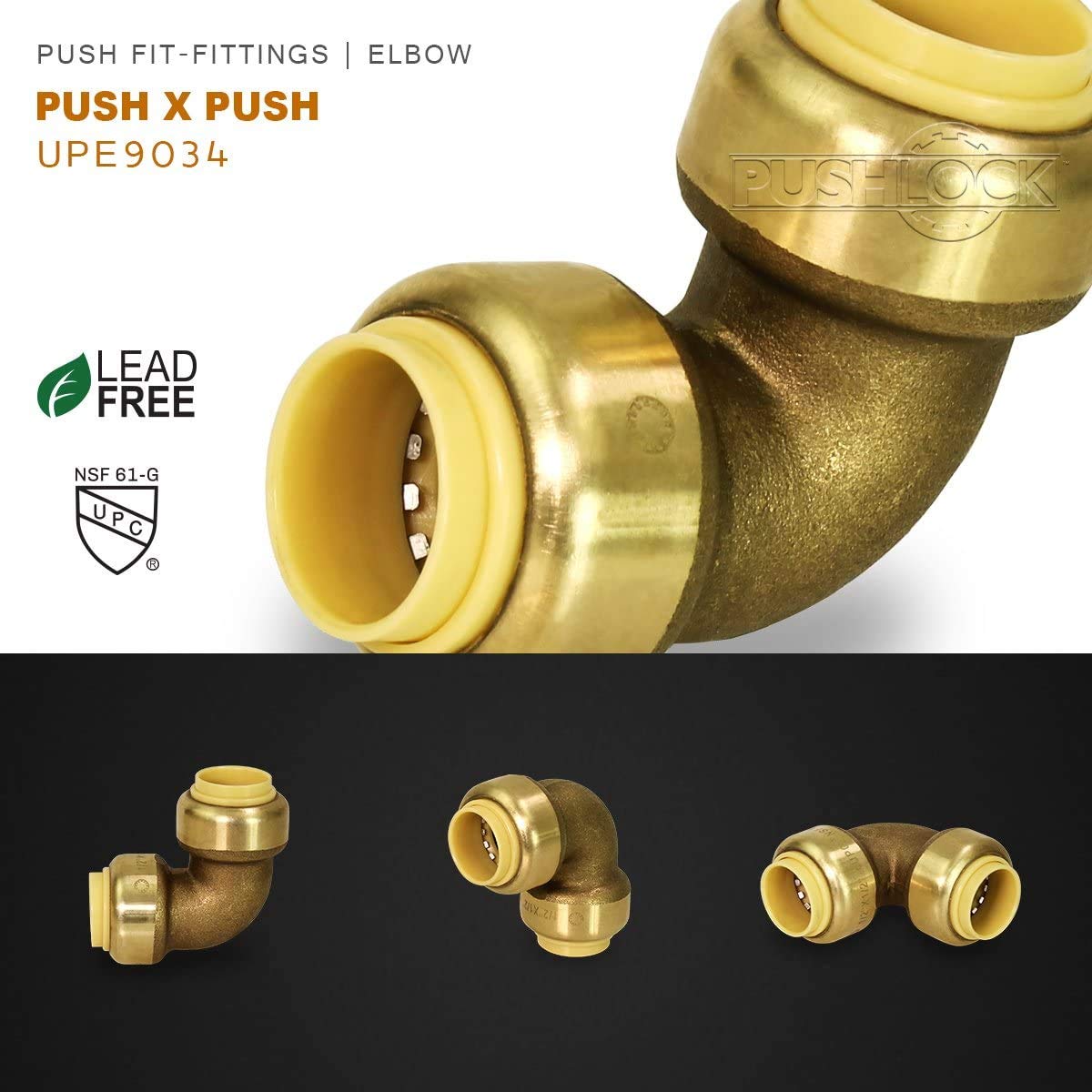 Zawór środkowy QVLU34 Push to Connects Pex Copper, CPVC, mosiężny zestaw hydrauliczny do rur 3/4 cala zawiera trójniki, kolanka, łączniki i łączniki nasadkowe (po 2 szt.) z dodatkowym narzędziem do