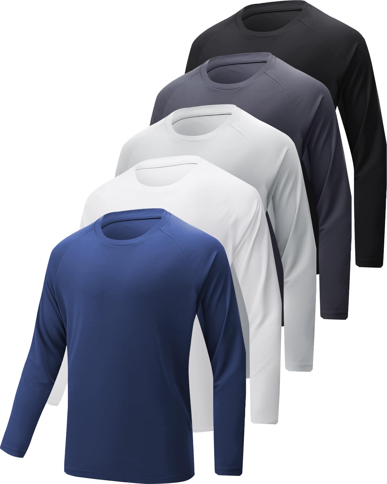 YIOOWVY T-Shirt a Maniche Lunghe da Uomo, Confezione da 3/5/7, Asciugatura Rapida, Protezione Solare UV UPF50+, Abbigliamento Sportivo/da Corsa, vestibilità Slim