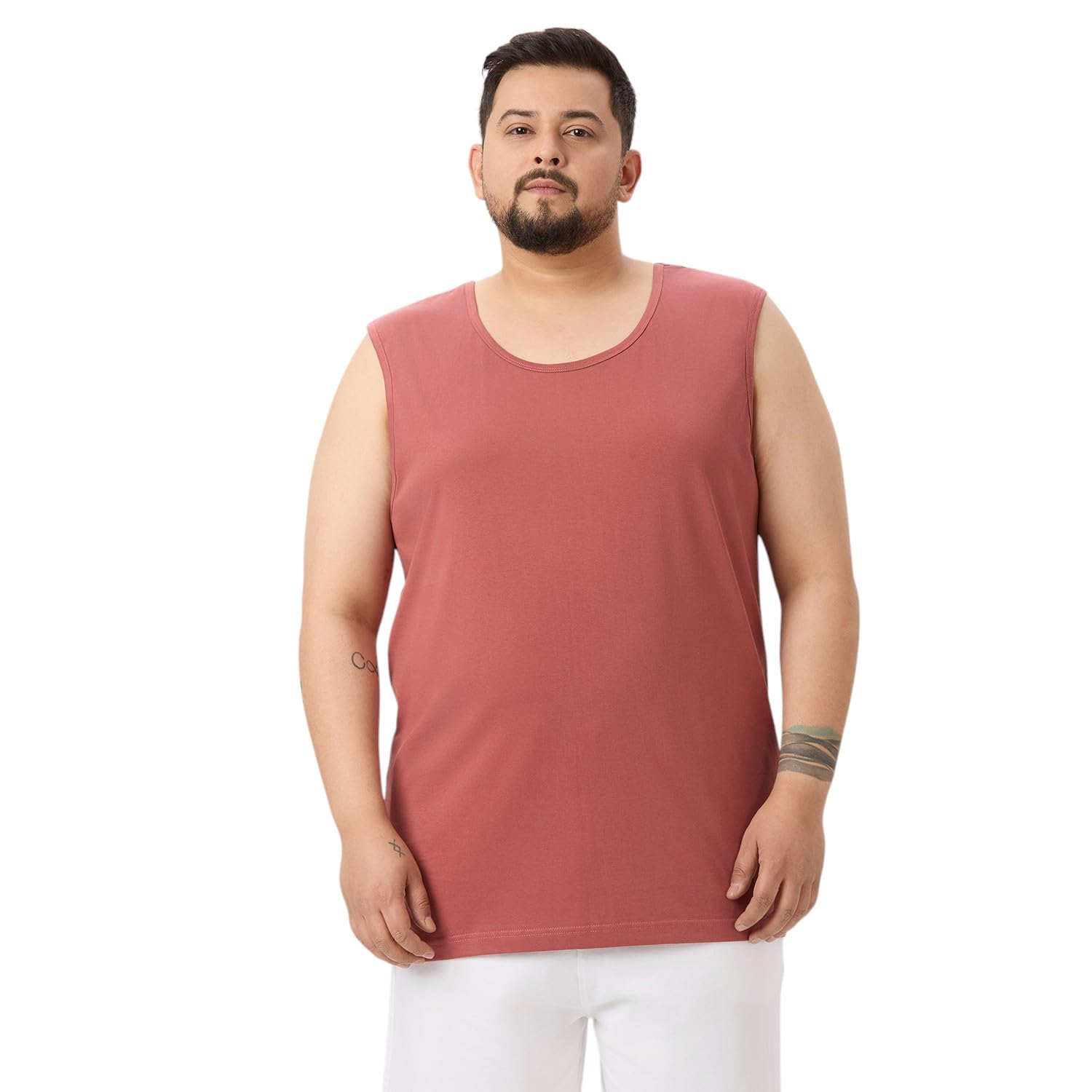 vaishvik Mens Plus Size Cotton Sando Tank Top - Rust-picture-33