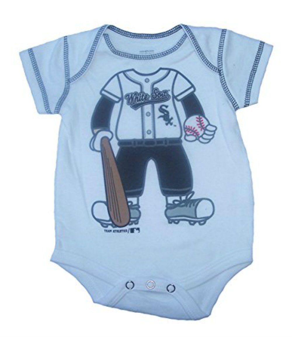 VF White Sox Player In Uniform Infant One Piece Bodysuit Creeper - White (White, 0-3 Months, Chicago Whitesox)