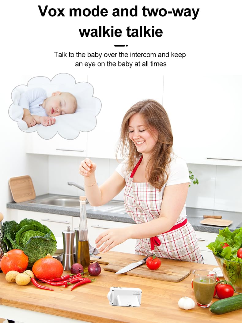 Winnes Baby Monitor Video e Audio Telecamera con Monitor 2.8‘’ Display, Rilevamento di Temperatura/Umidità/Suoni/Pianto Allarme Promemoria,Visione Notturna,2600mAh Batteria,Nessuna Wi-Fi & APP