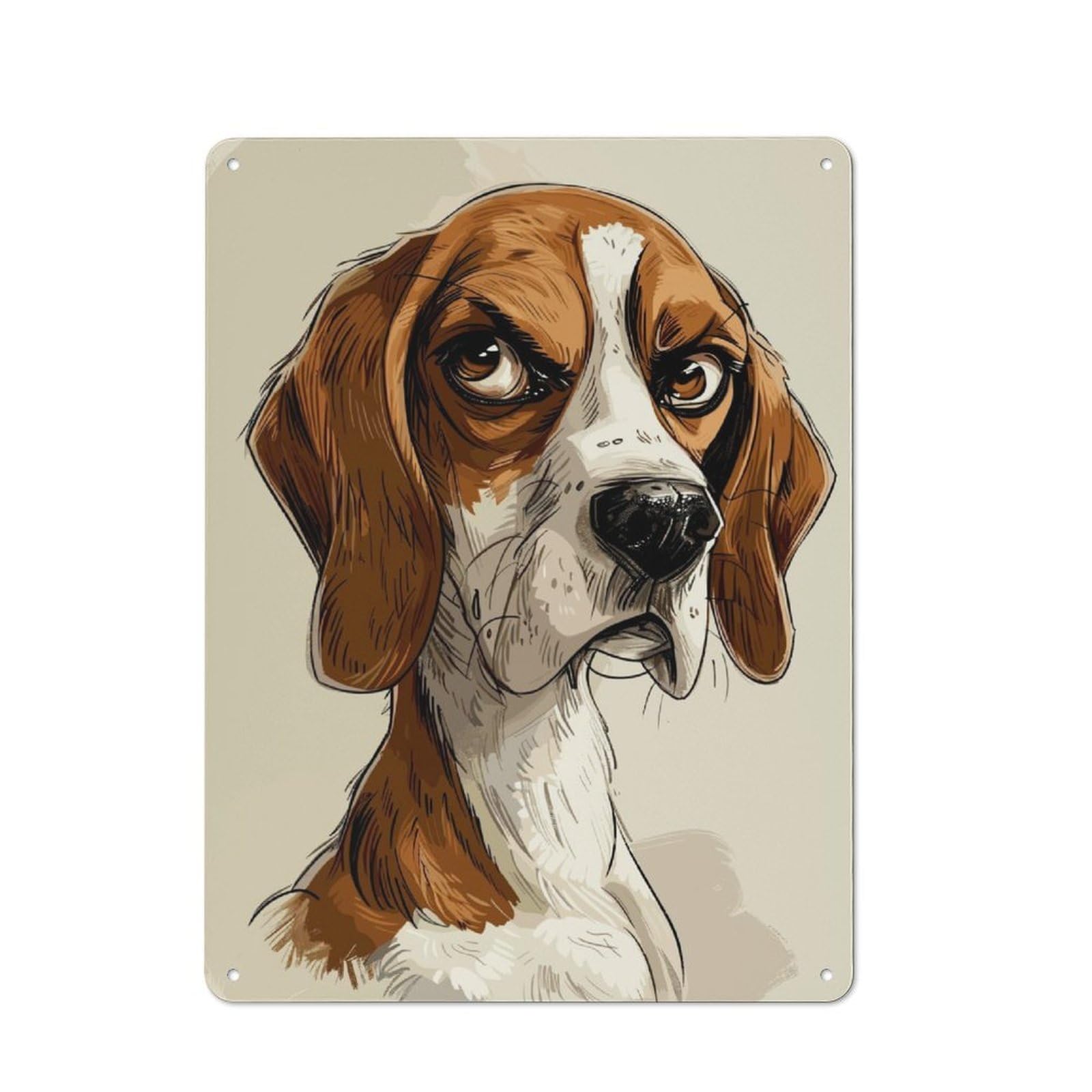 Junmoney Beagle Caricature Rustic Tin Wall Plaque 40X30cm For Garage Or Workshop, For Home Interiors, Feature Walls And Decorative Displays